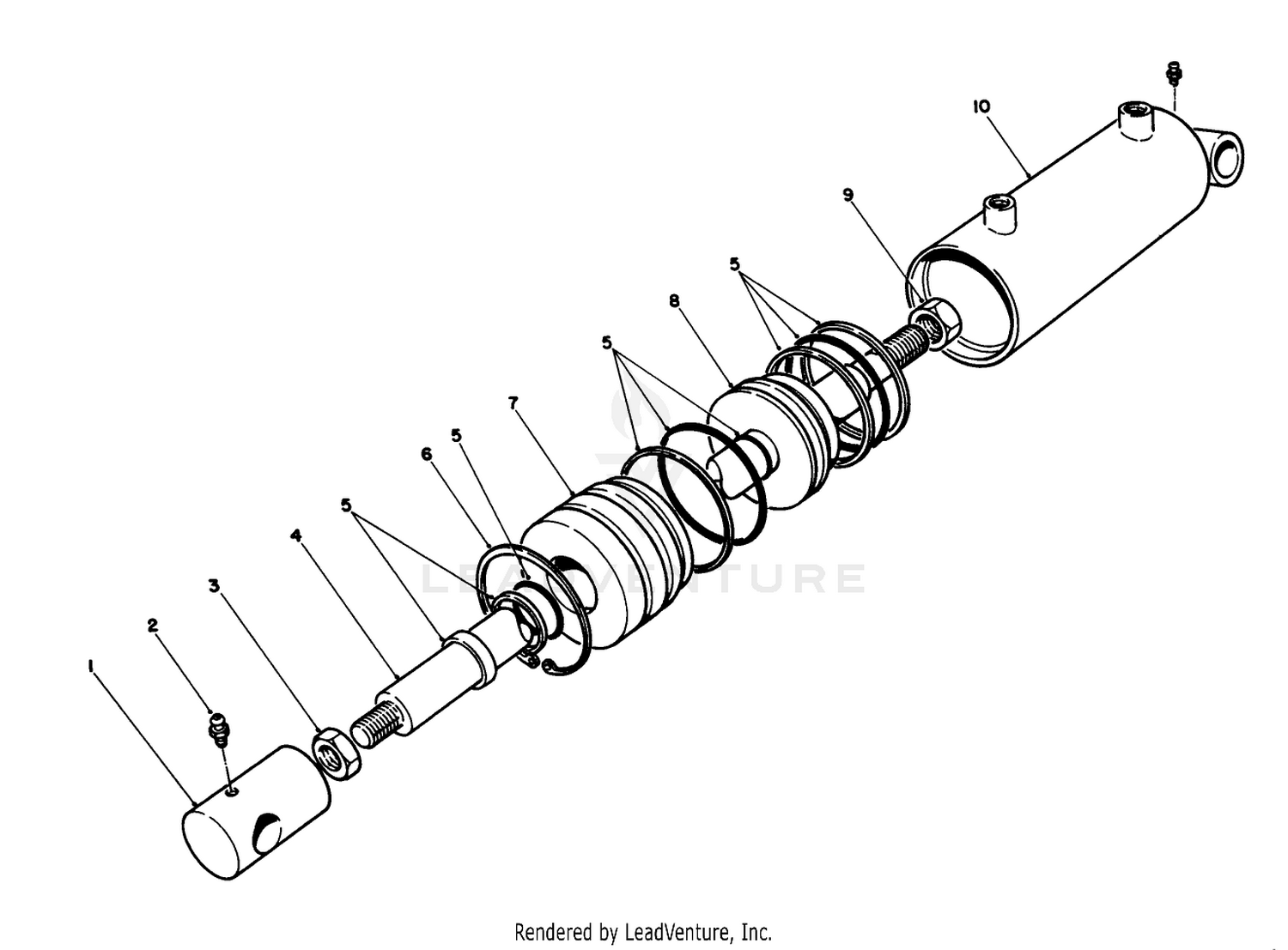 15 CU. FT. HOPPER KIT MODEL 30505 (OPT.)(CONTINUED) CYLINDER ASSEMBLY NO. 77-5950