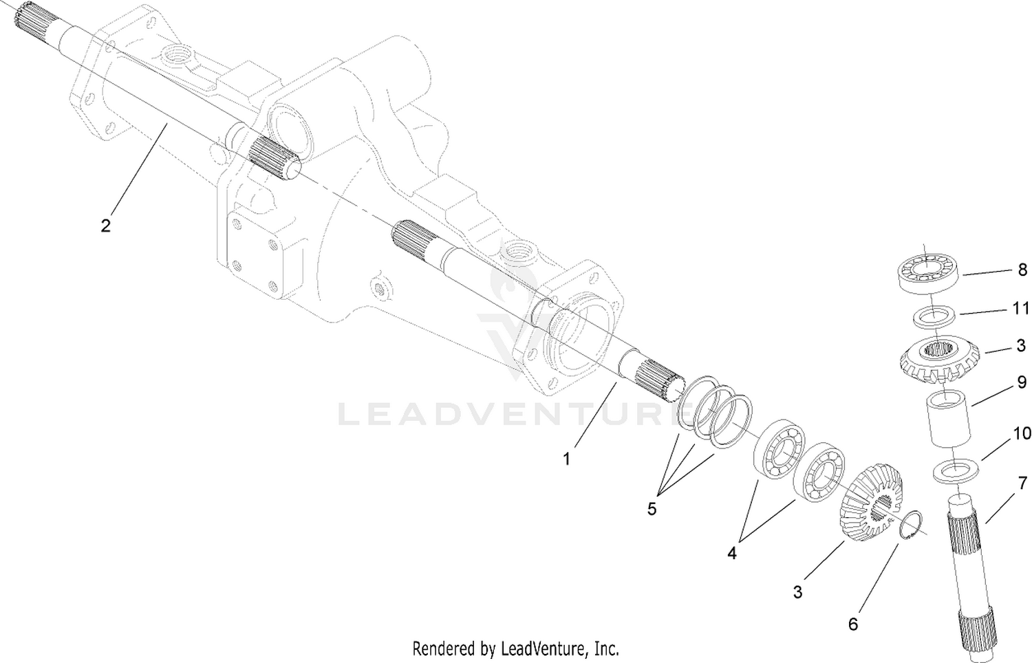 Bevel Gear Shaft Assembly  Rear Axle Assembly No. 106-1120