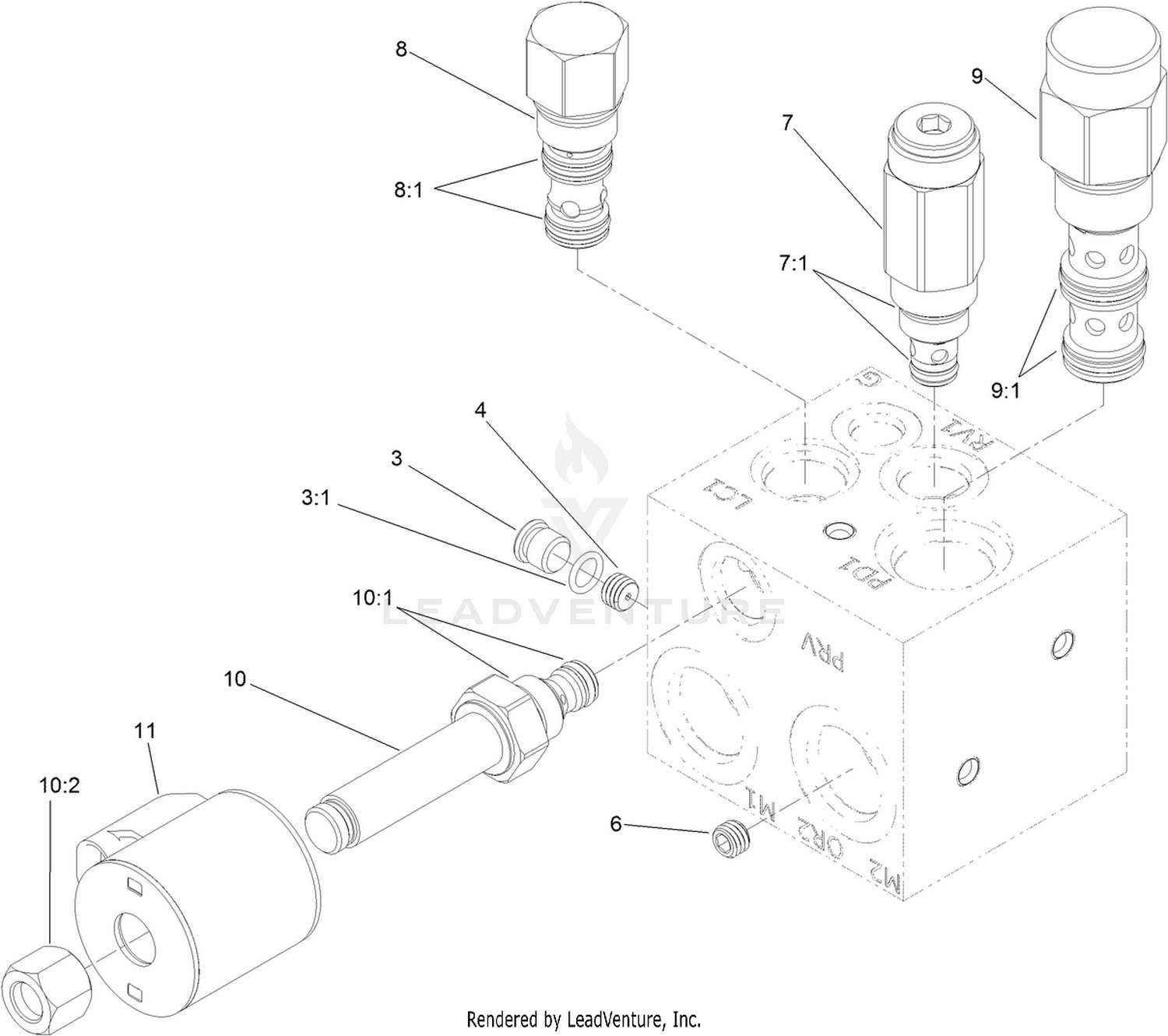 Left Power-Take-Off Manifold Assembly No. 121-1536