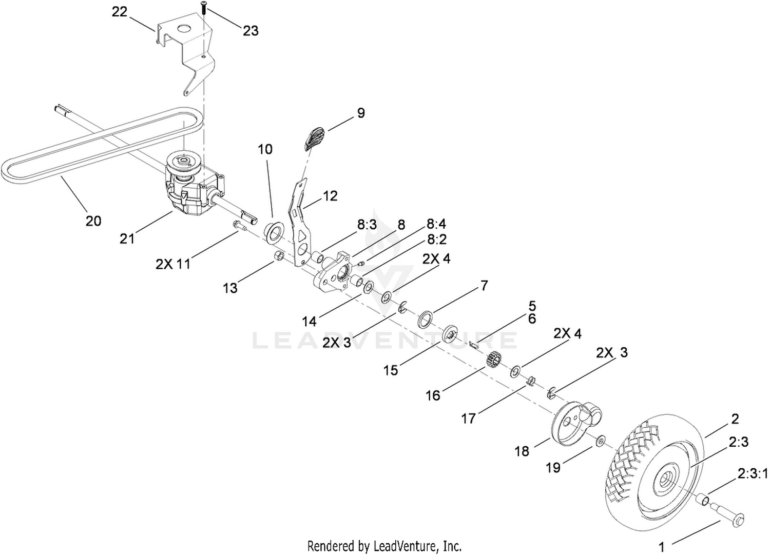 Transmission and Rear Wheel Assembly