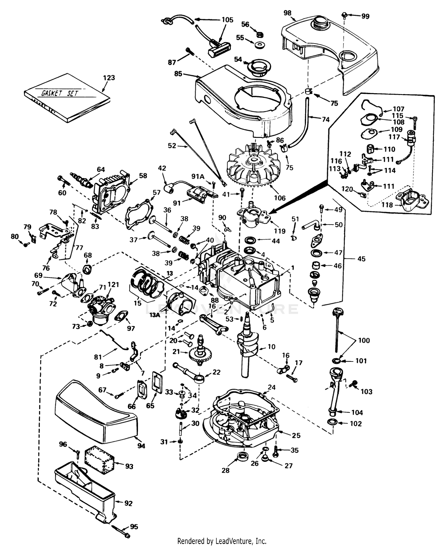 Engine Tecumseh Model No. Tnt 100-10073c