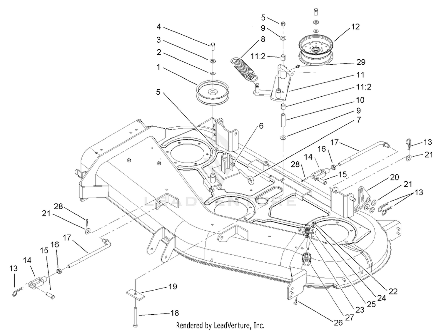 52in Deck Belt Drive and Lift Assembly