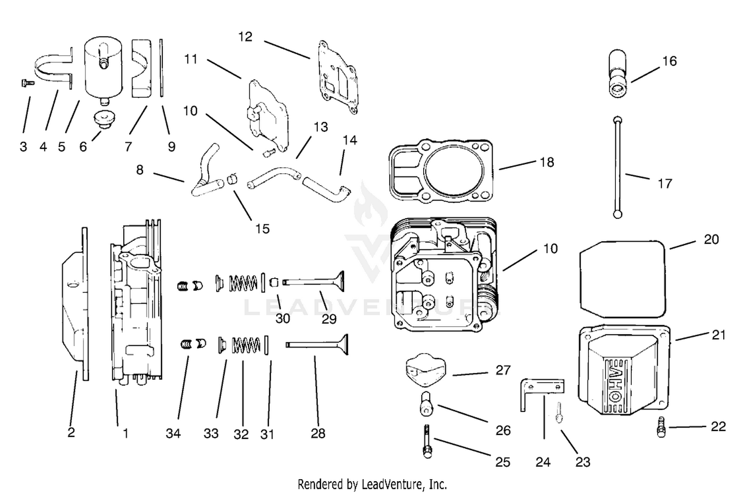 Head/valve/breather