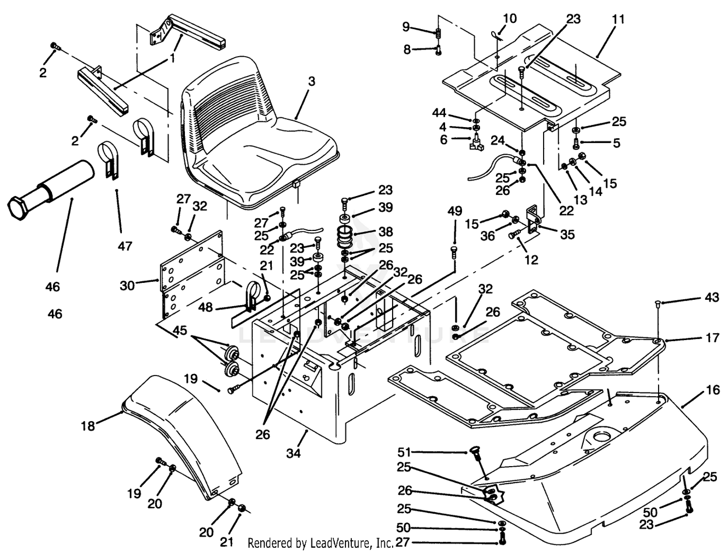Fenders, Floor Pan  Seat Assembly
