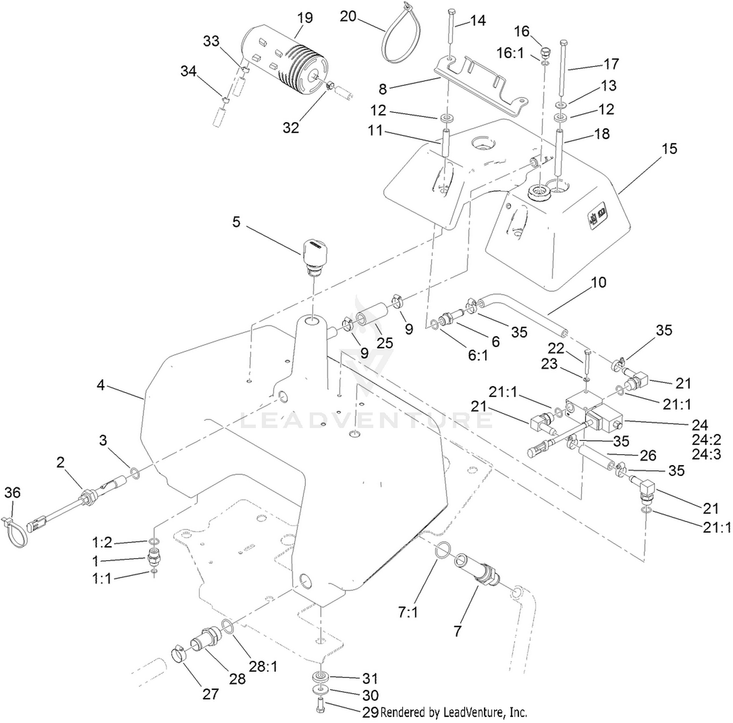 Hydraulic Reservoir and Leak Detector Assembly