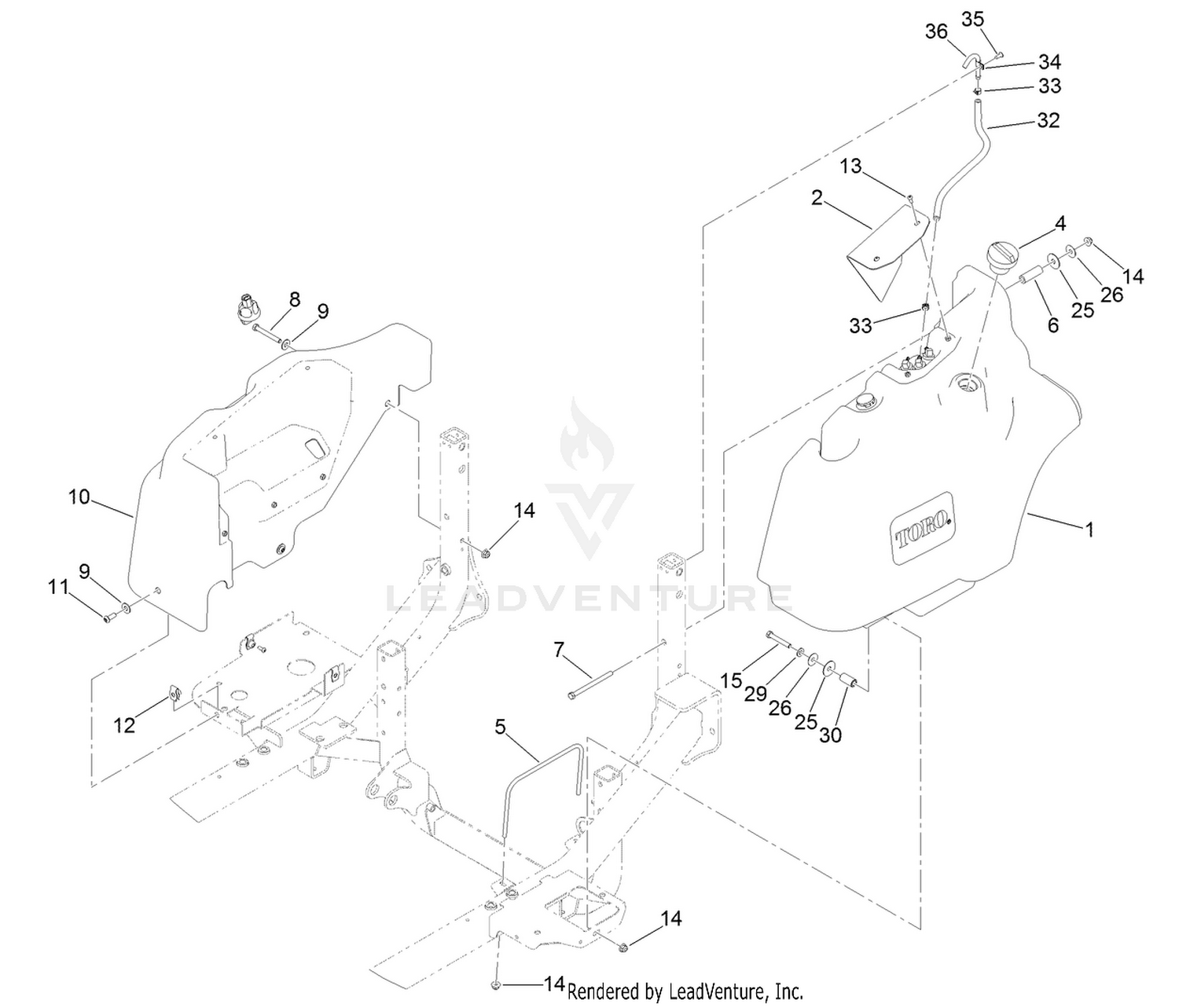 Fuel Tank and Control Panel Component Assembly