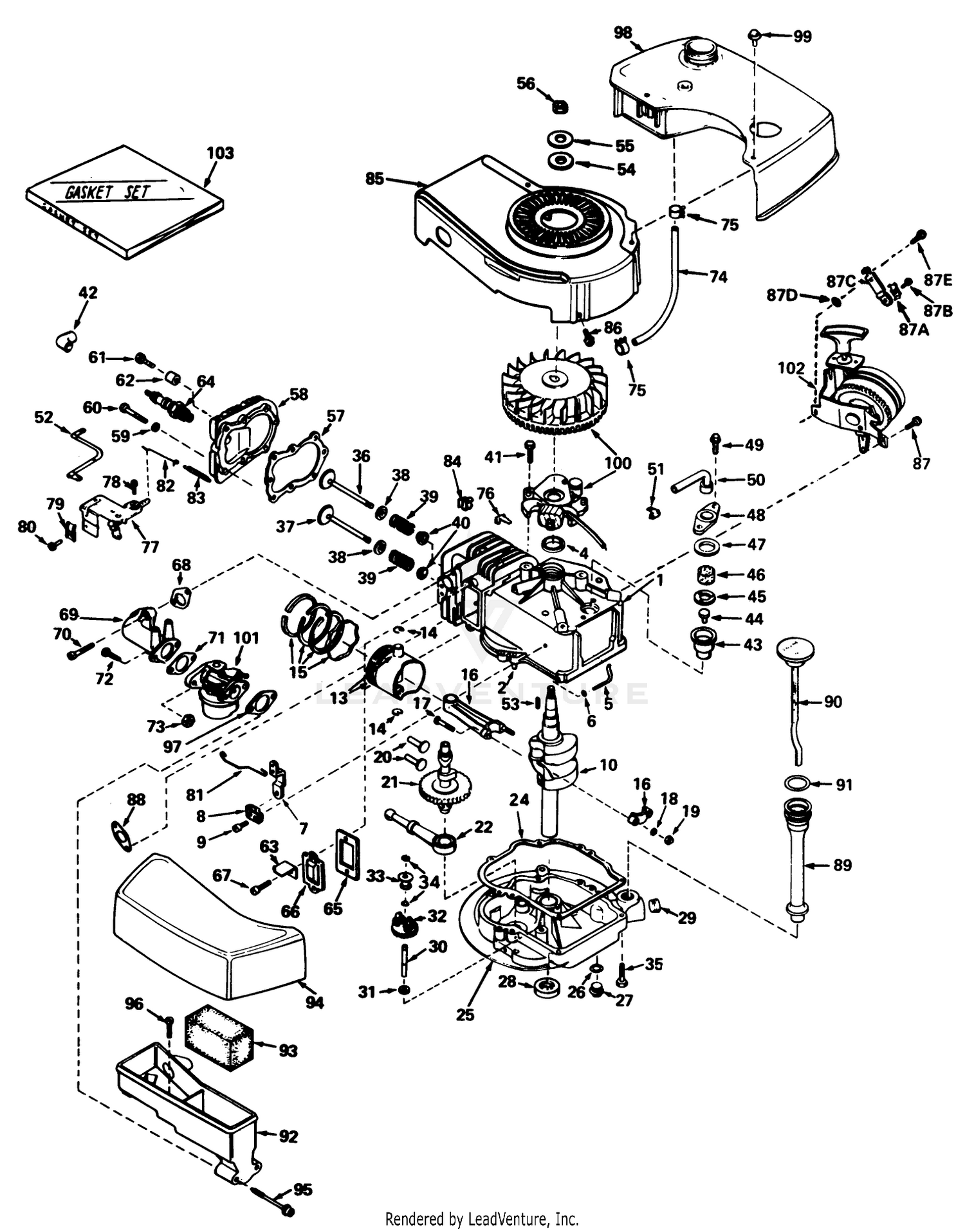 Engine Tecumseh Model Tnt100-10047