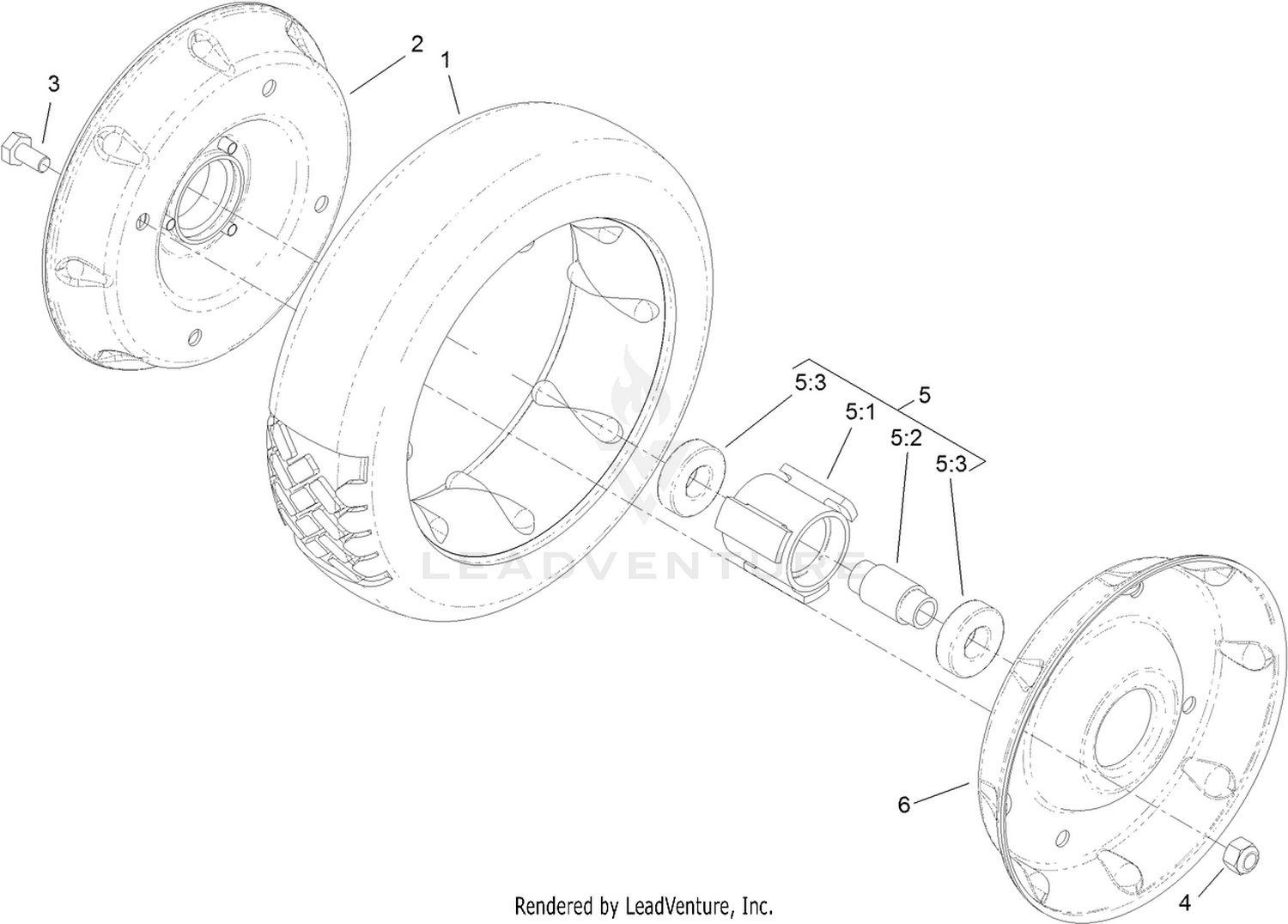 Rear Wheel and Tire Assembly No. 121-1379