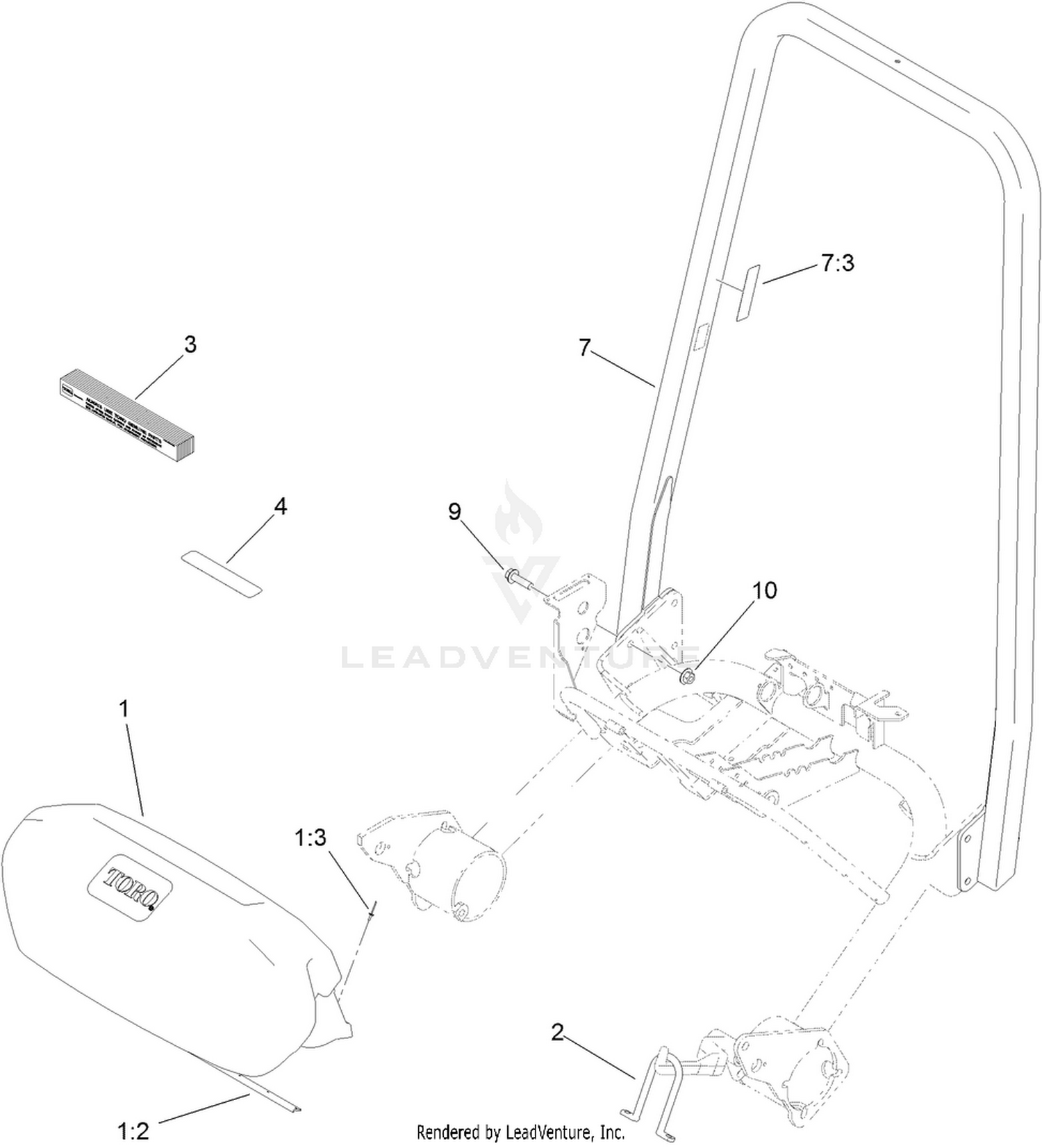 Grass Basket and Roll-Over Protection System Assembly