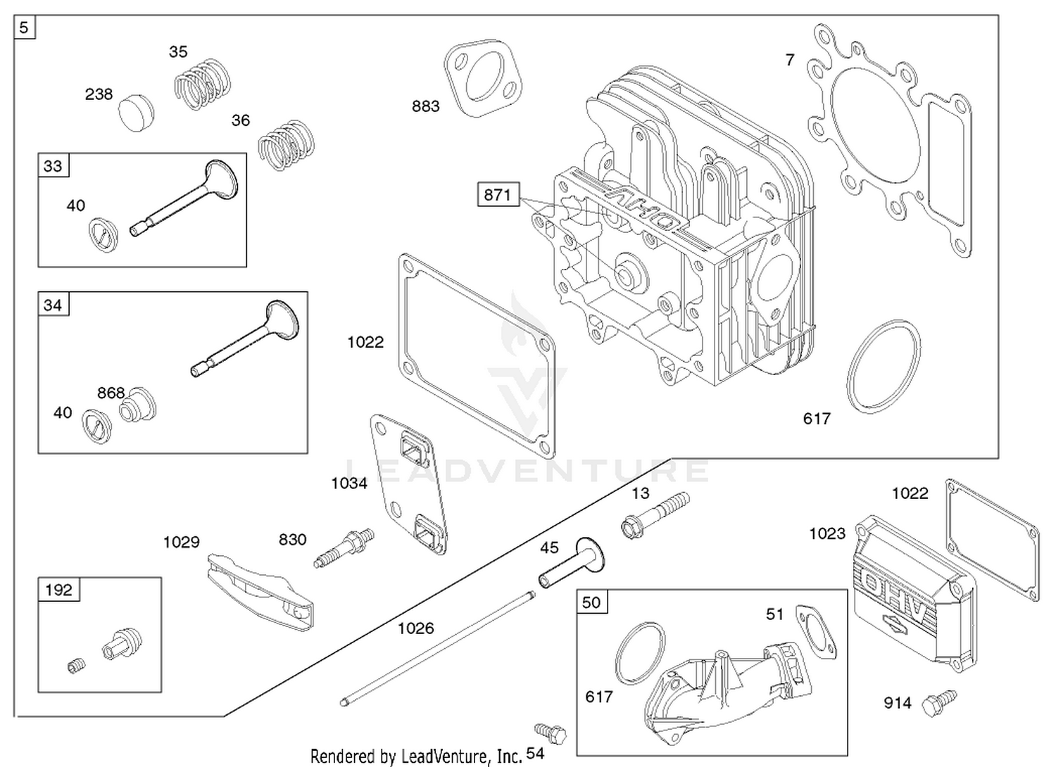 Cylinder Head Assembly Briggs and Stratton Model 286H77-0121-E1