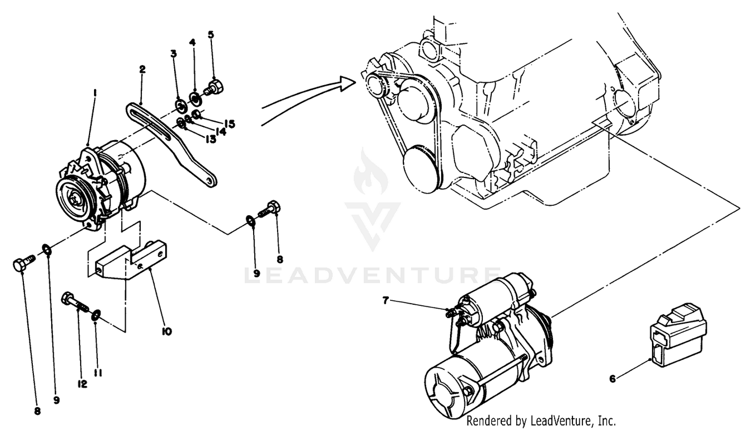 Starter  Alternator Installation Assembly