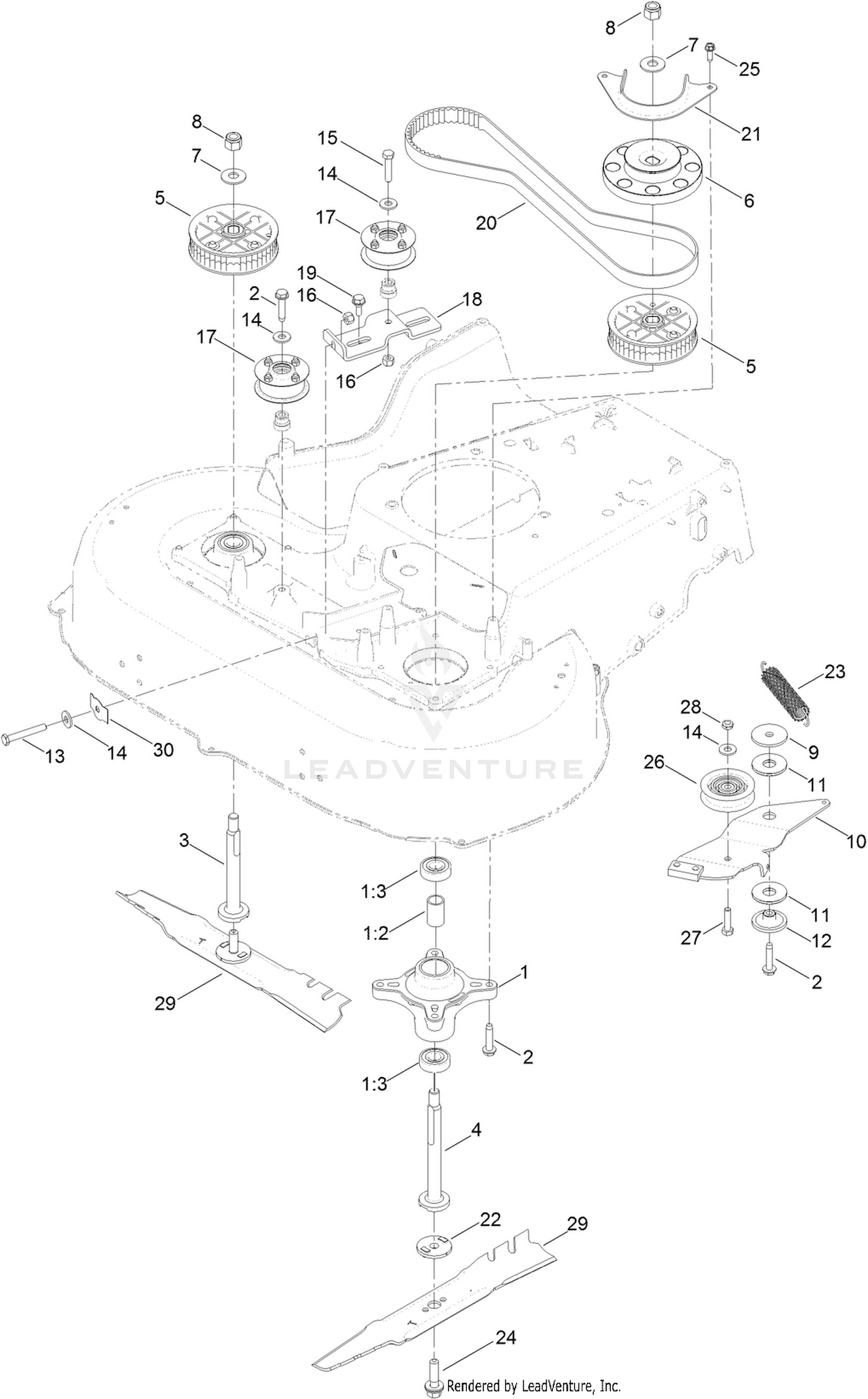 Belt, Spindle and Blade Assembly