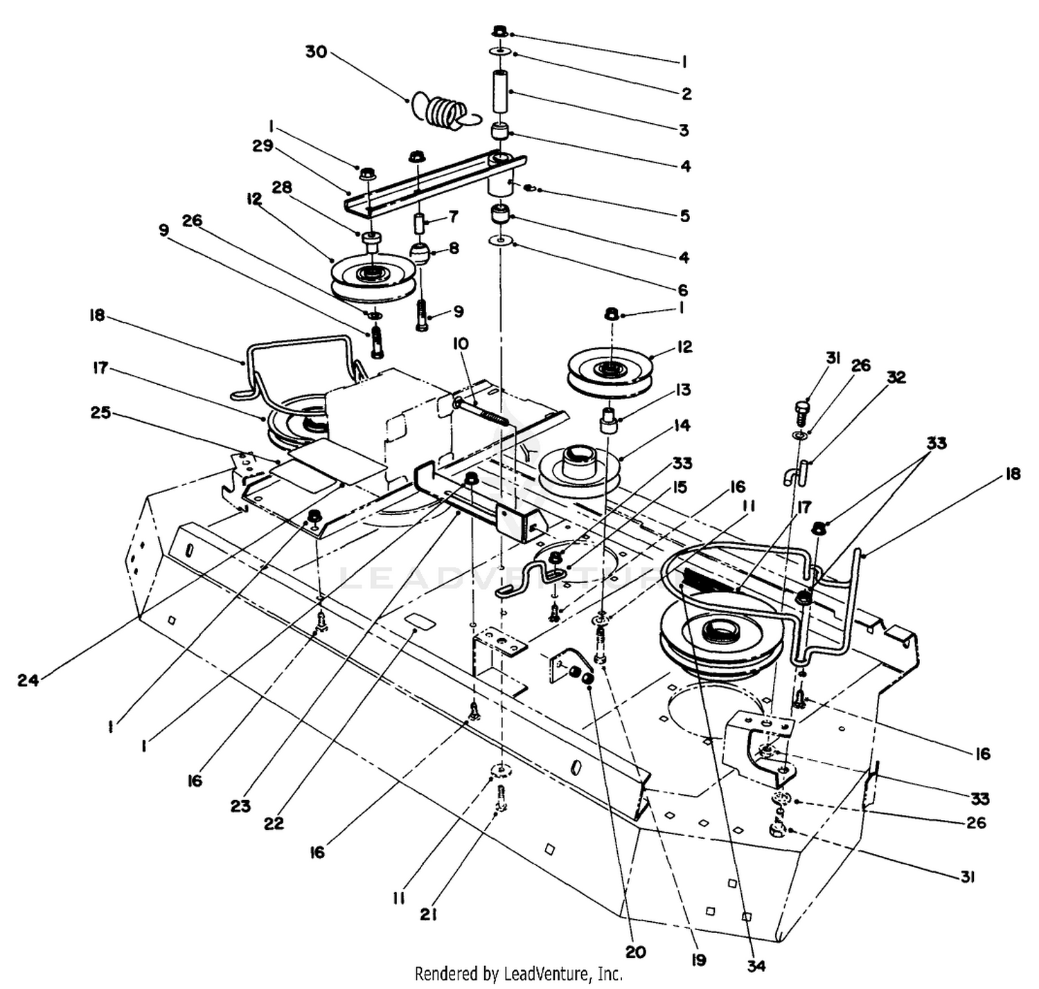 Center Deck Spindle Drive Assembly