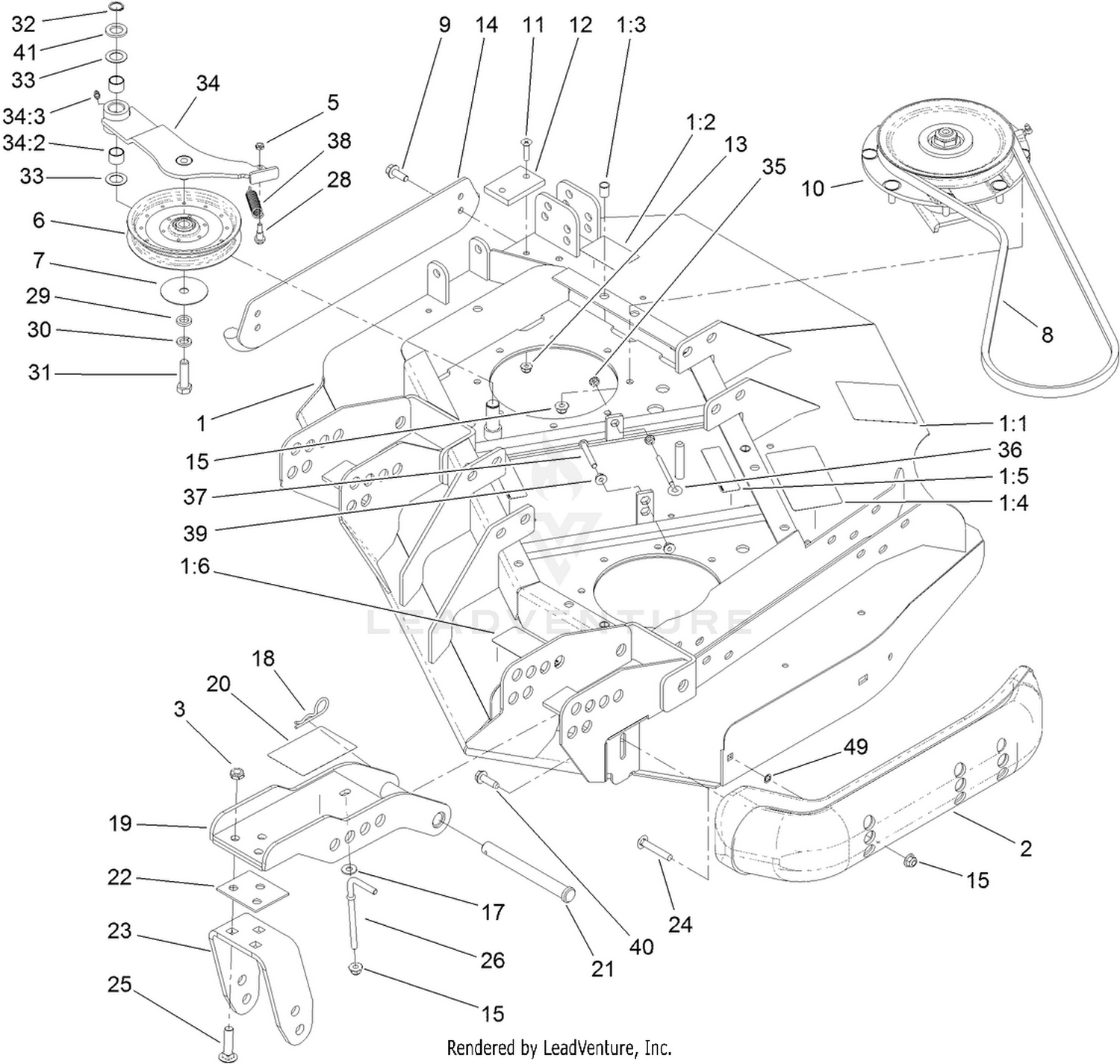 Left Deck Idler and Skid Assembly
