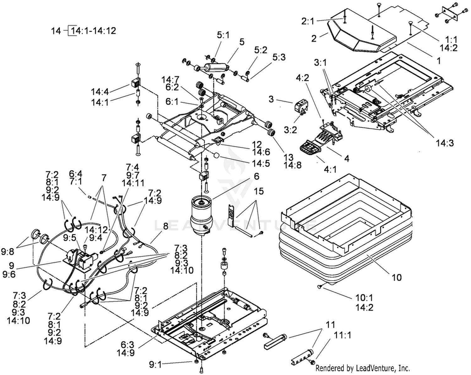Air Ride Seat Suspension Assembly No. 108-1488