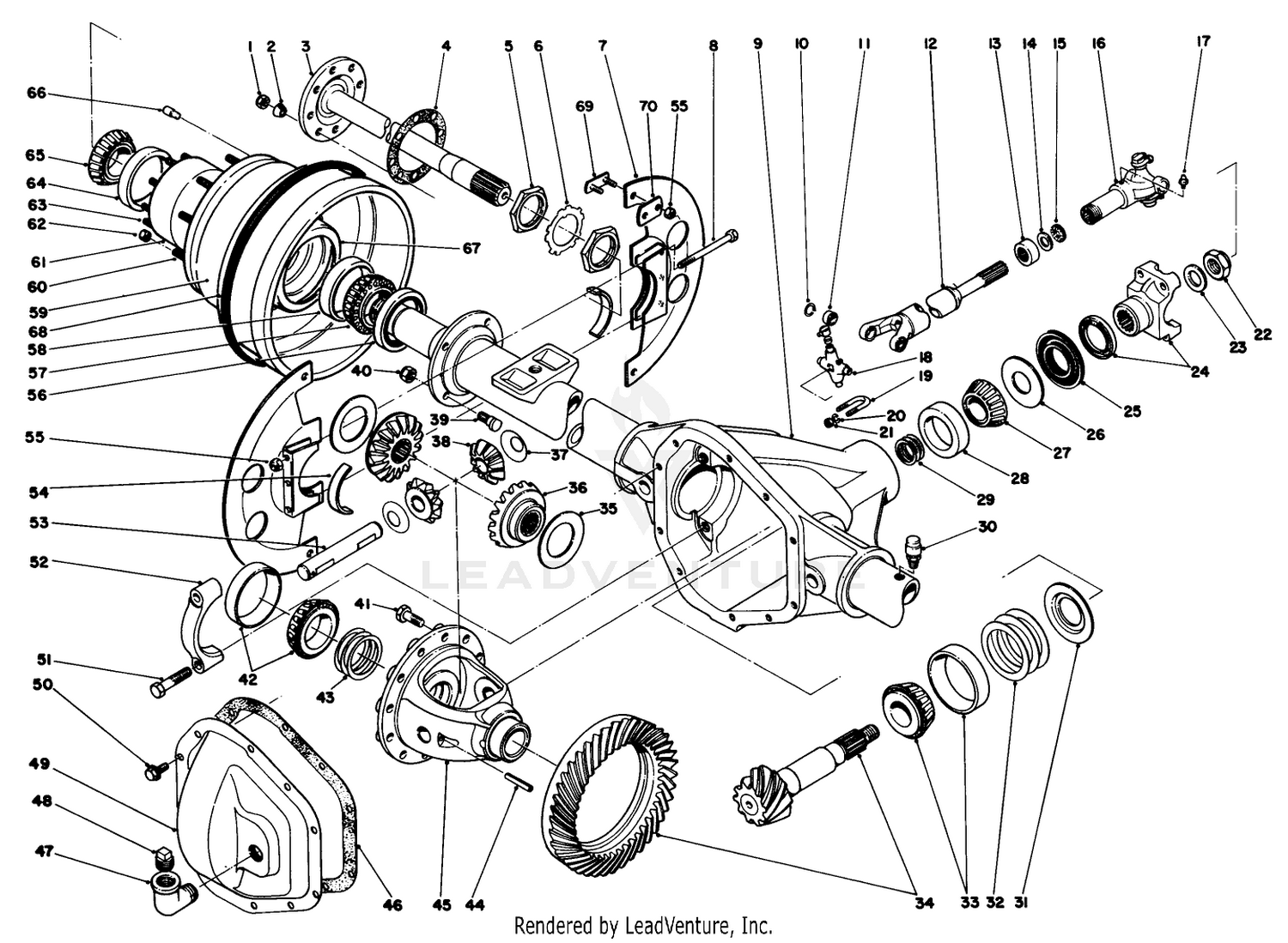Rear Axle (36-9830) And Drive Line (44-1430)