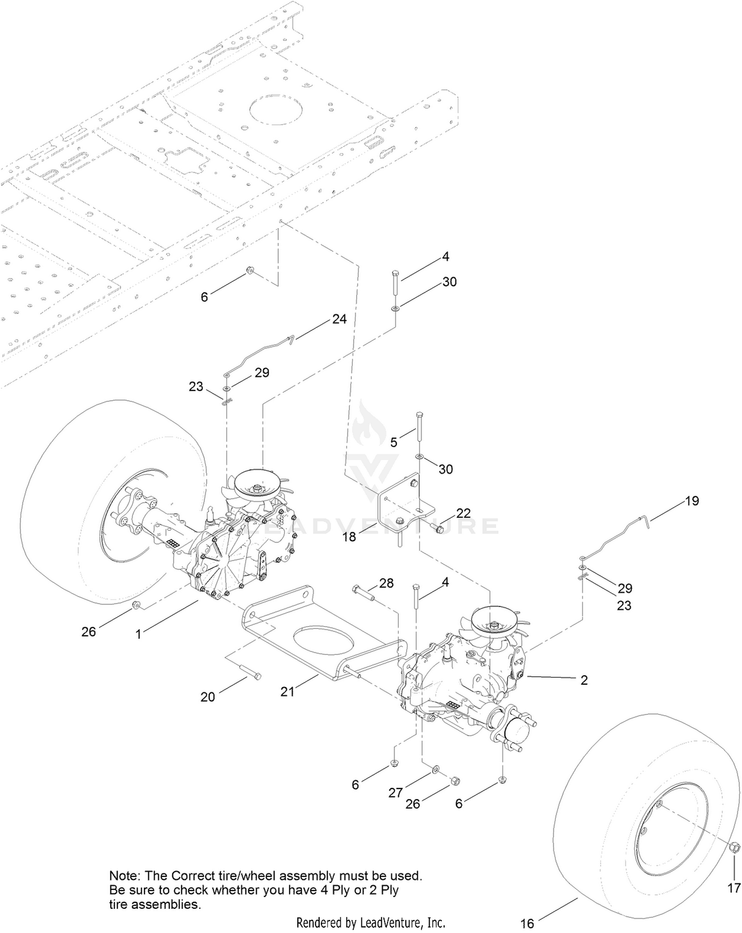 Hydro Transaxle Drive and Rear Wheel Assembly
