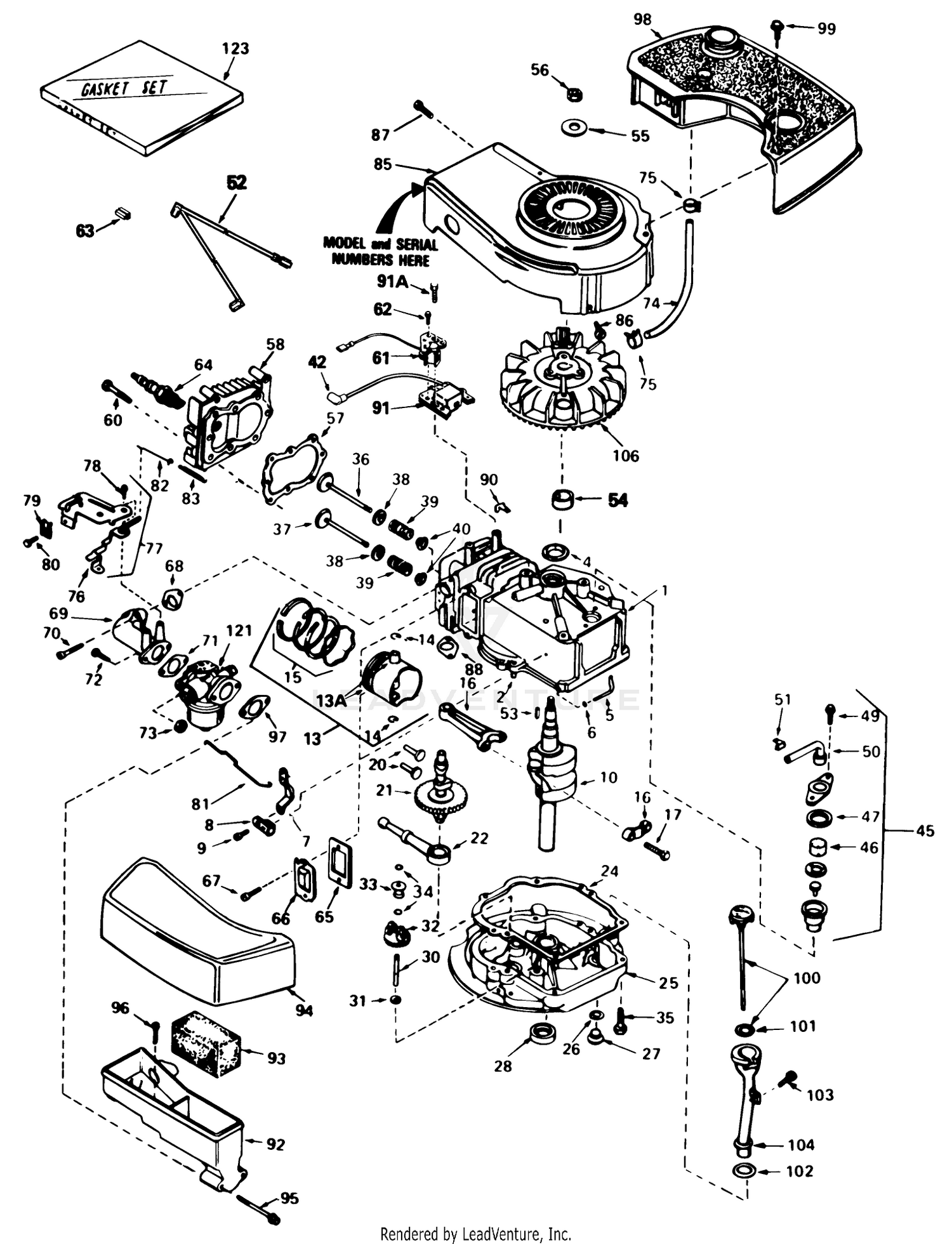 Engine Tecumseh Model No. Tnt 100-10084e