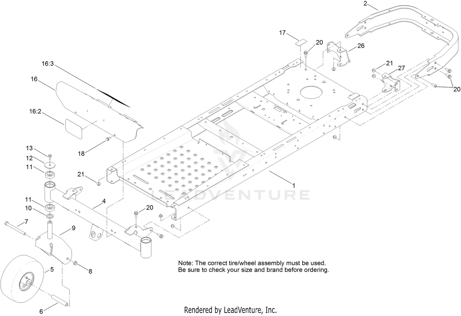 Frame, Front Axle and Caster Wheel Assembly