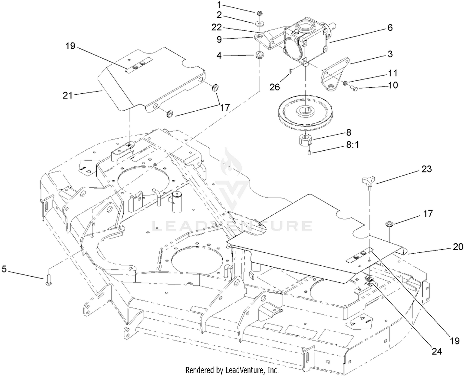 Belt Cover, Gearbox and Baffle Assembly