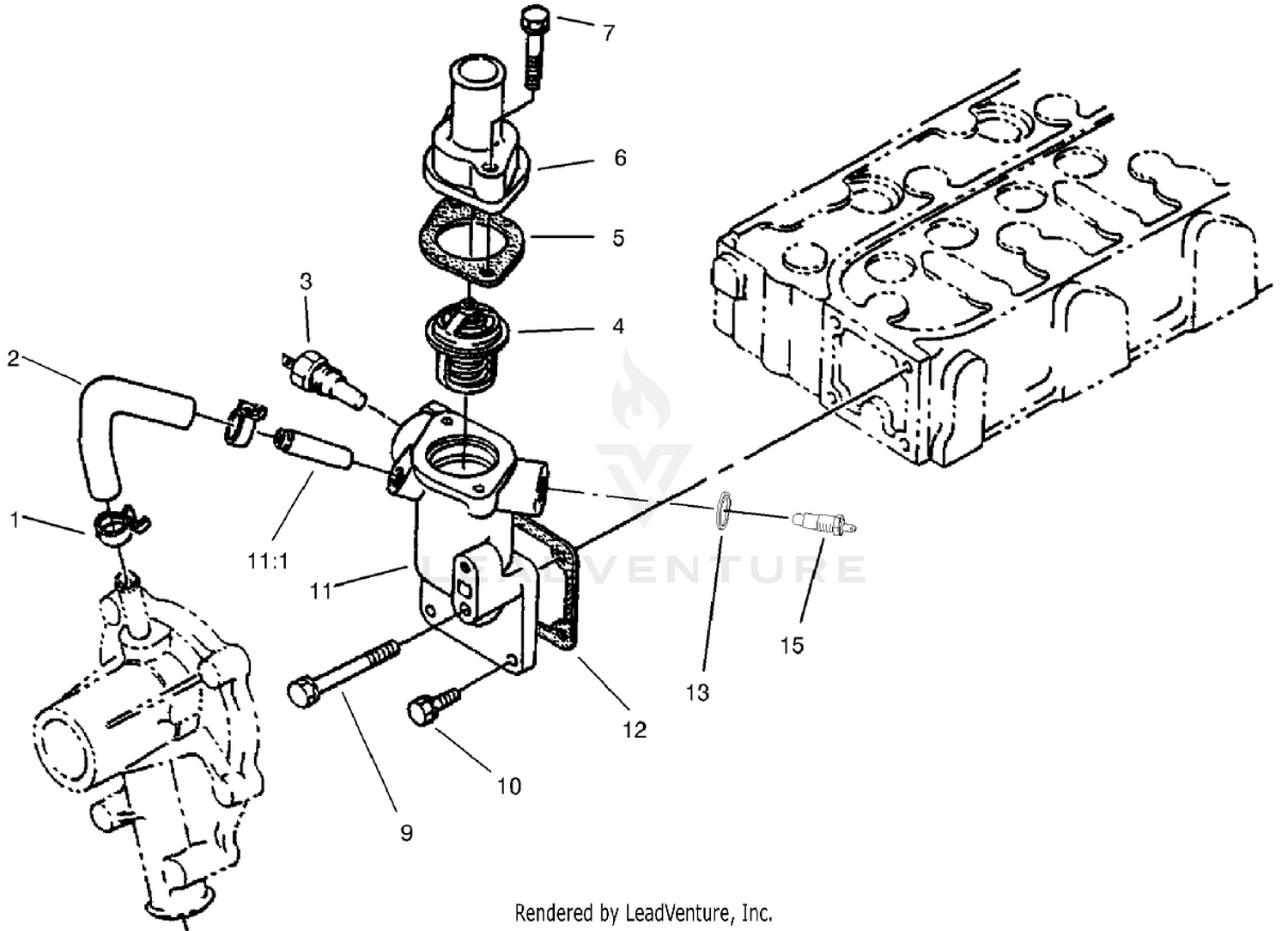 Water Flange and Thermostat Assembly