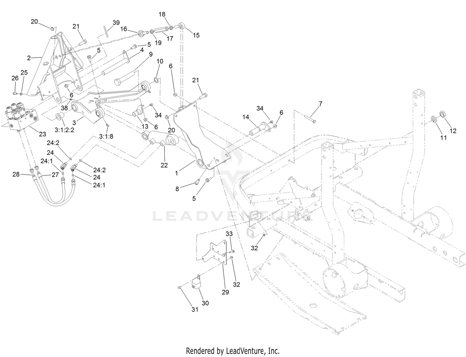 Cylinder Support, Lift-Arm and Adapter Assembly