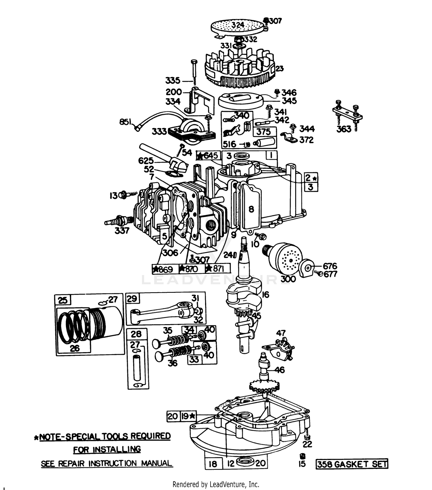 Engine Briggs  Stratton Model 92908-1956-01