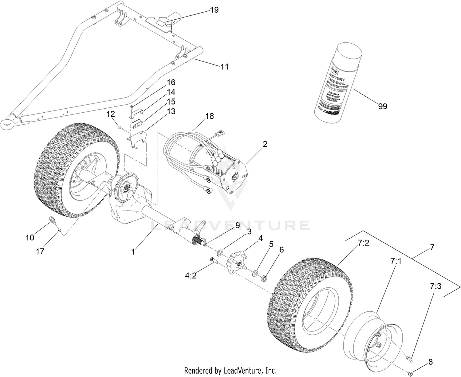 Rear Axle and Motor Assembly