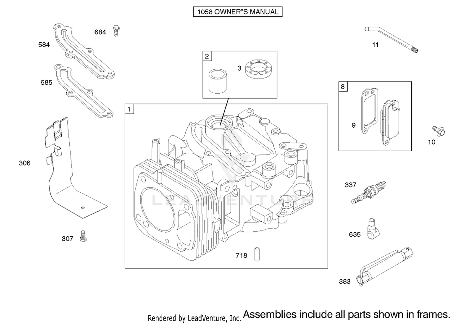 Cylinder Assembly Engine Briggs and Stratton Model 122607-0116-E1
