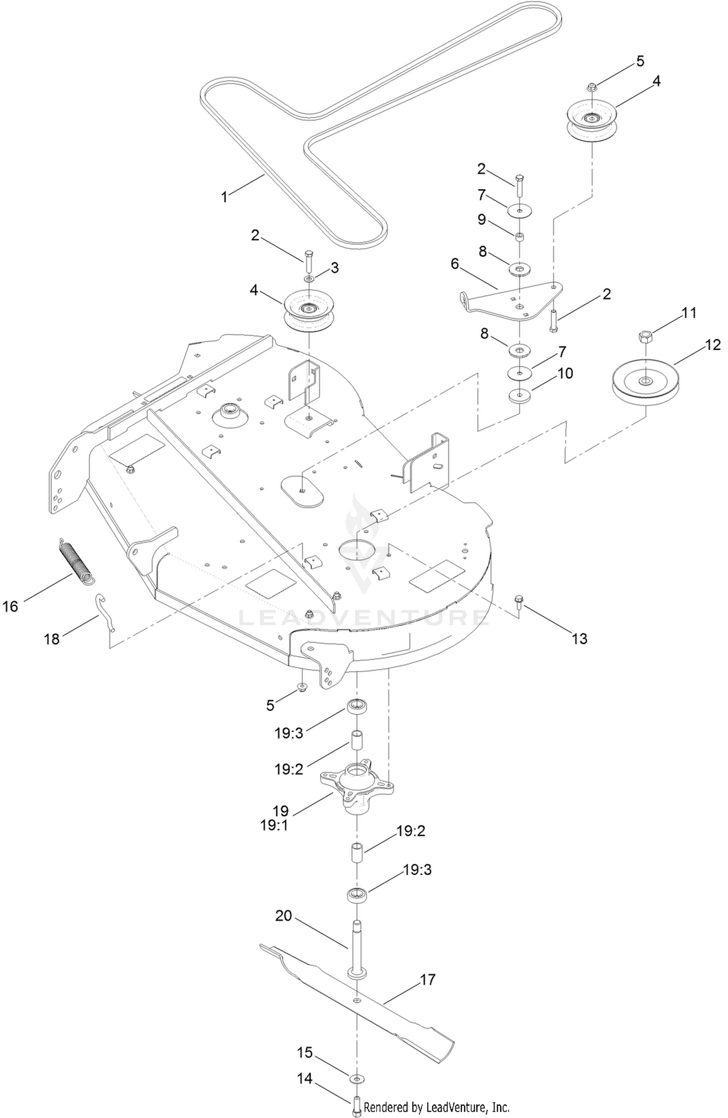 42 Inch Belt, Blade and Spindle Assembly