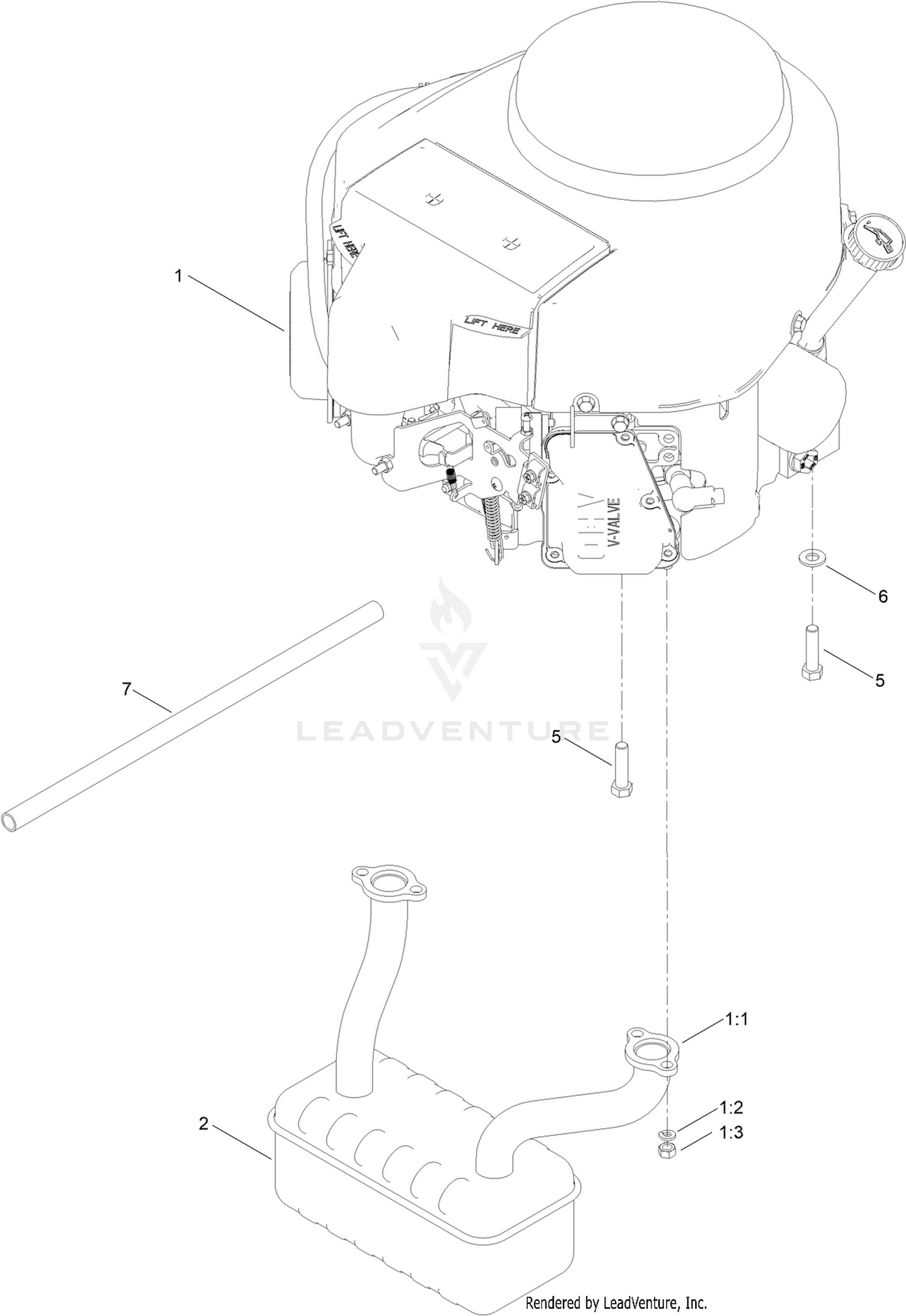 Engine and Muffler Assembly