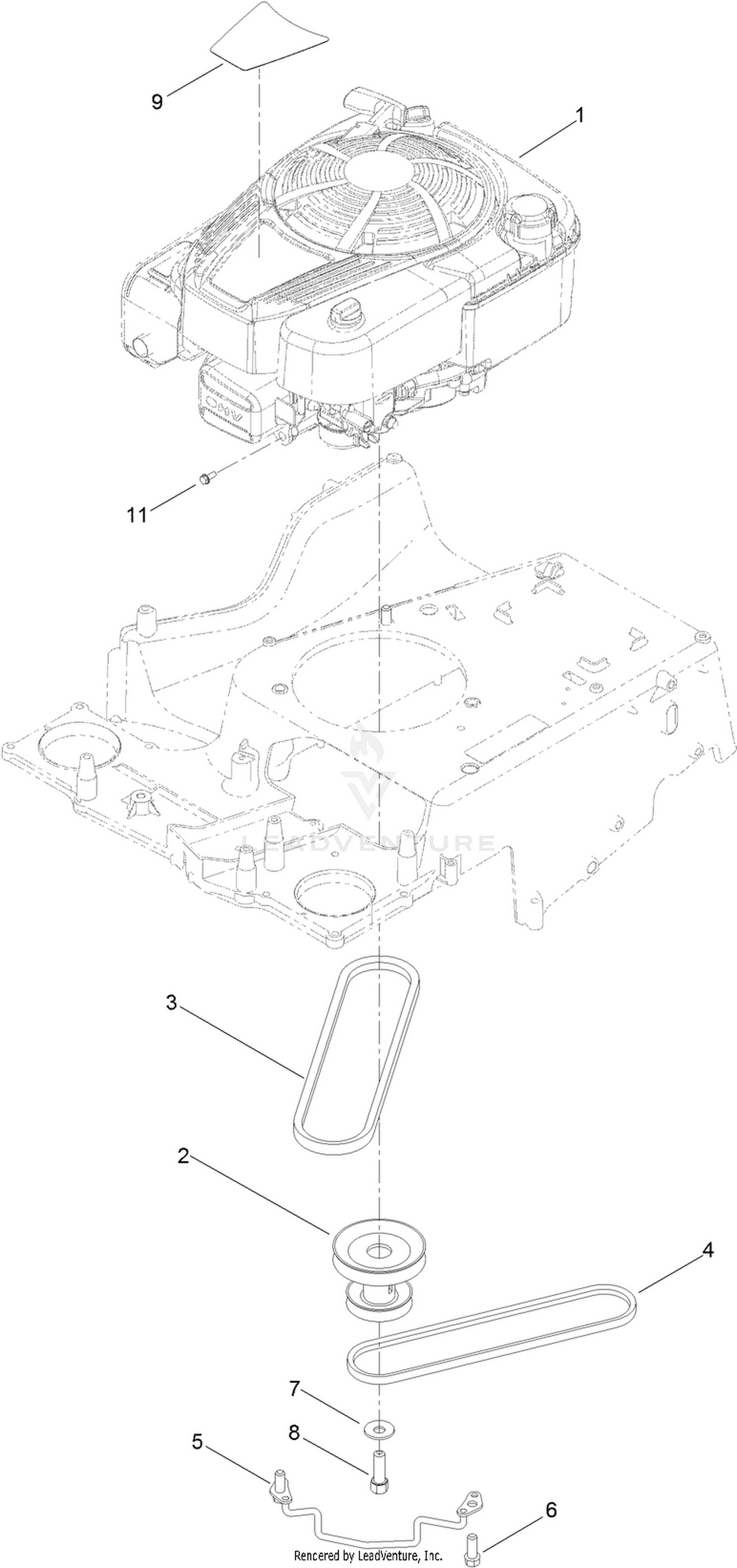 Engine and Pulley Assembly