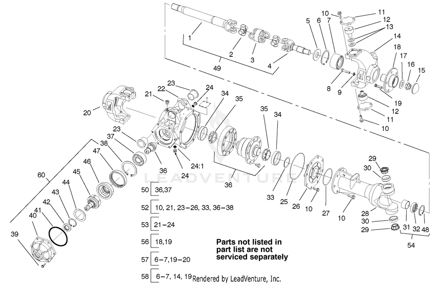 4wd Rear Axle Assembly No. 95-2592 (model 30302tc Only)