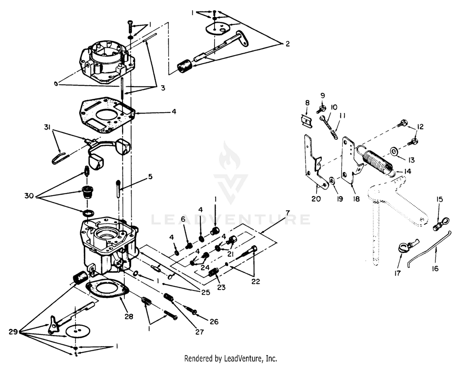 Engine, Onan Model No. B48g-Ga020 Type No. 4348g Carburetor And Governor Control-Variable Speed (side Pull)