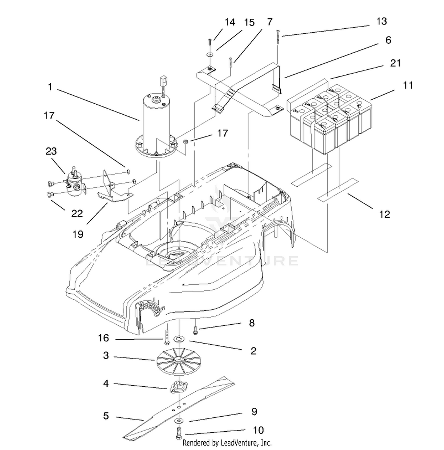 Motor, Batteries And Blade Assembly