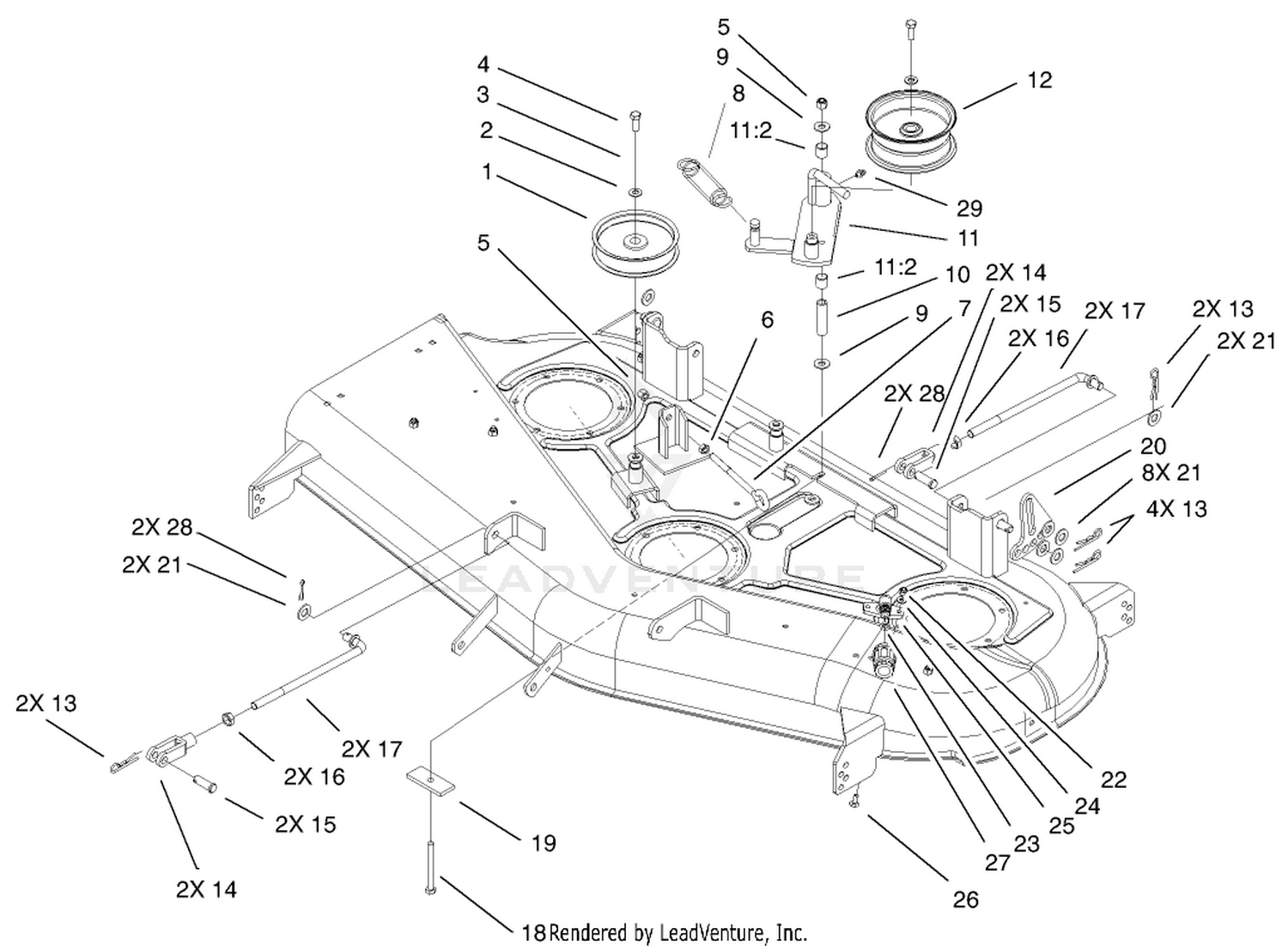52 Inch Deck Belt Drive and Lift Assembly