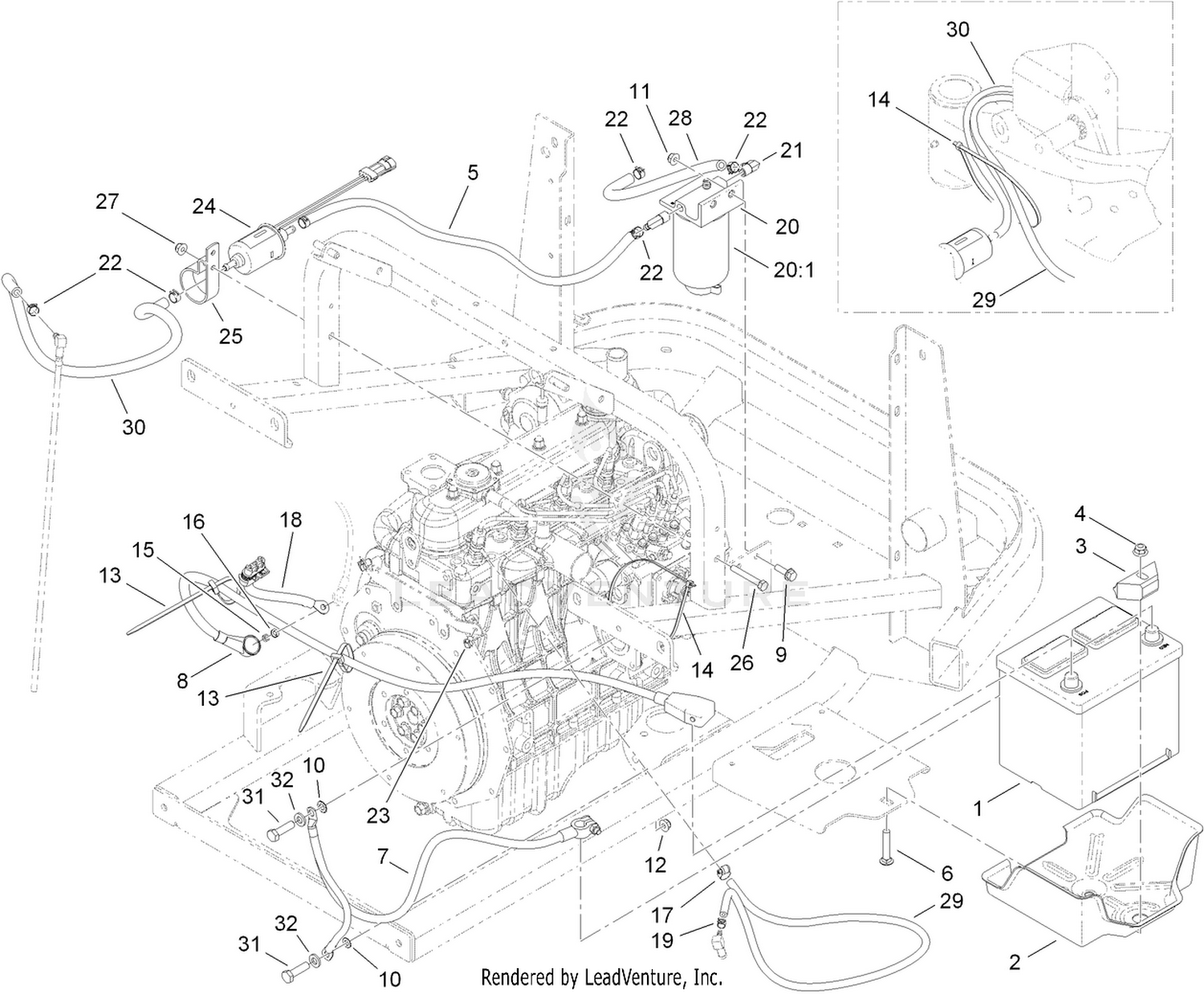 Battery and Fuel Delivery Assembly