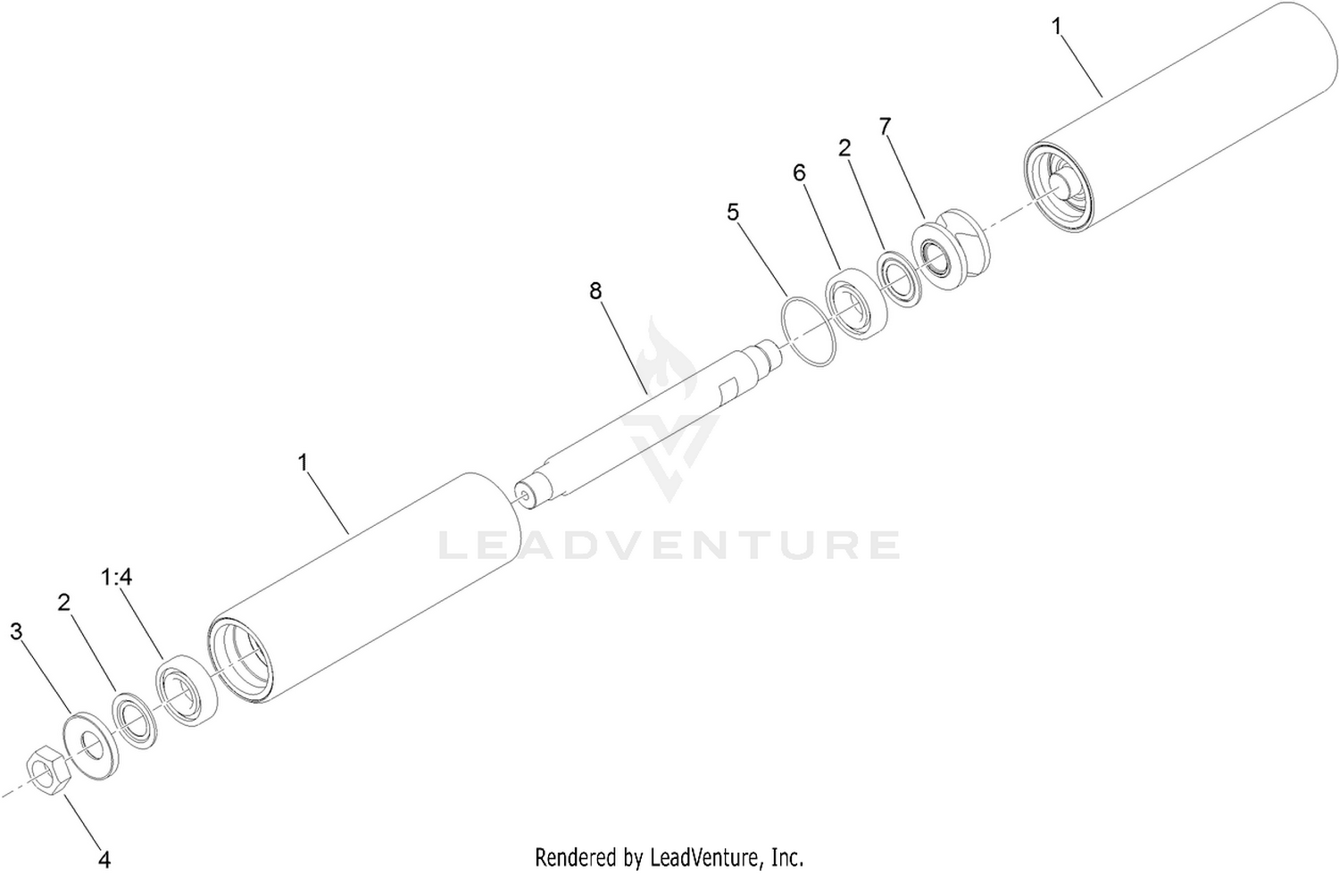 Complete Long Steering Roller Assembly No. 127-7958