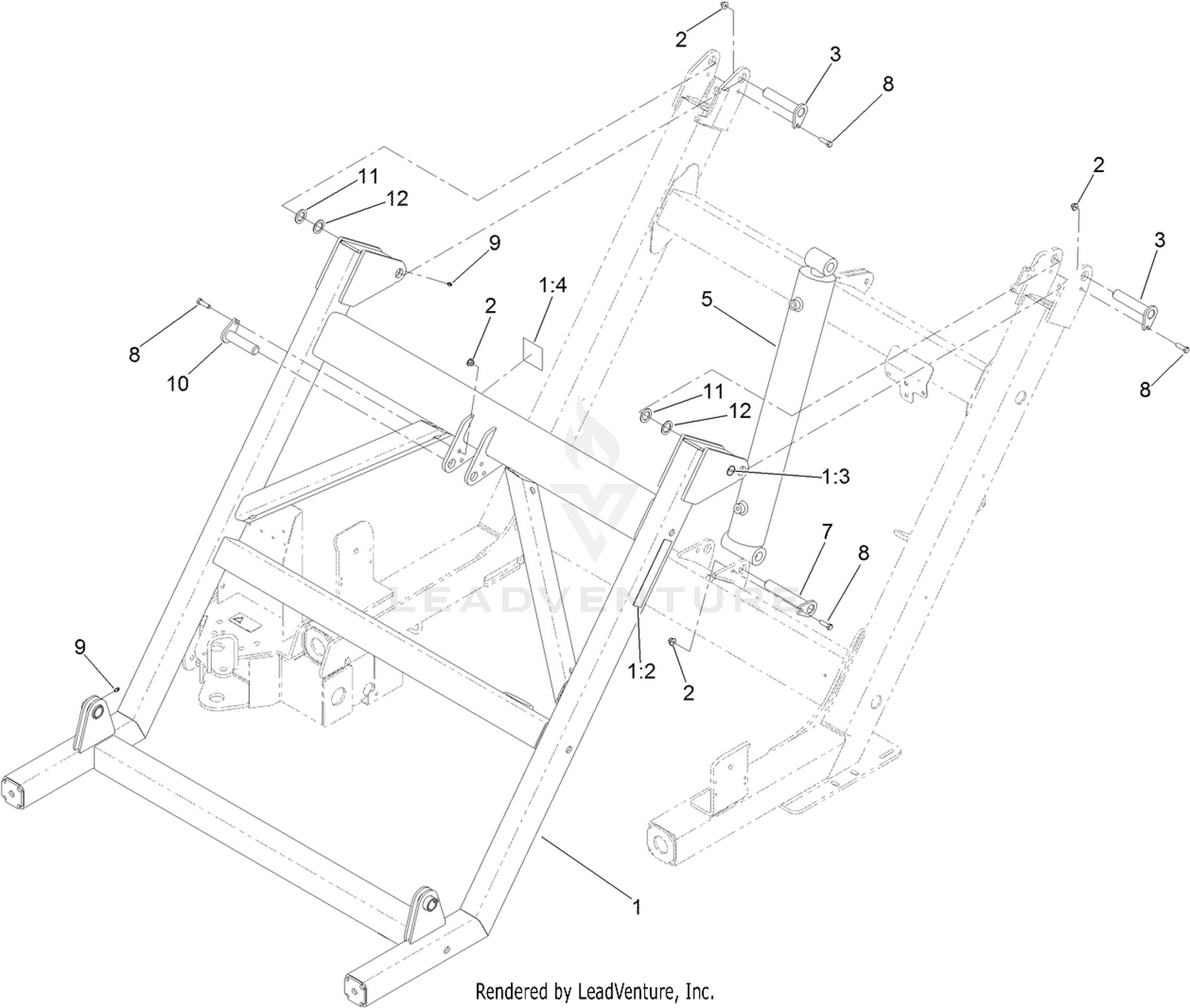 Pitch Frame and Cylinder Assembly