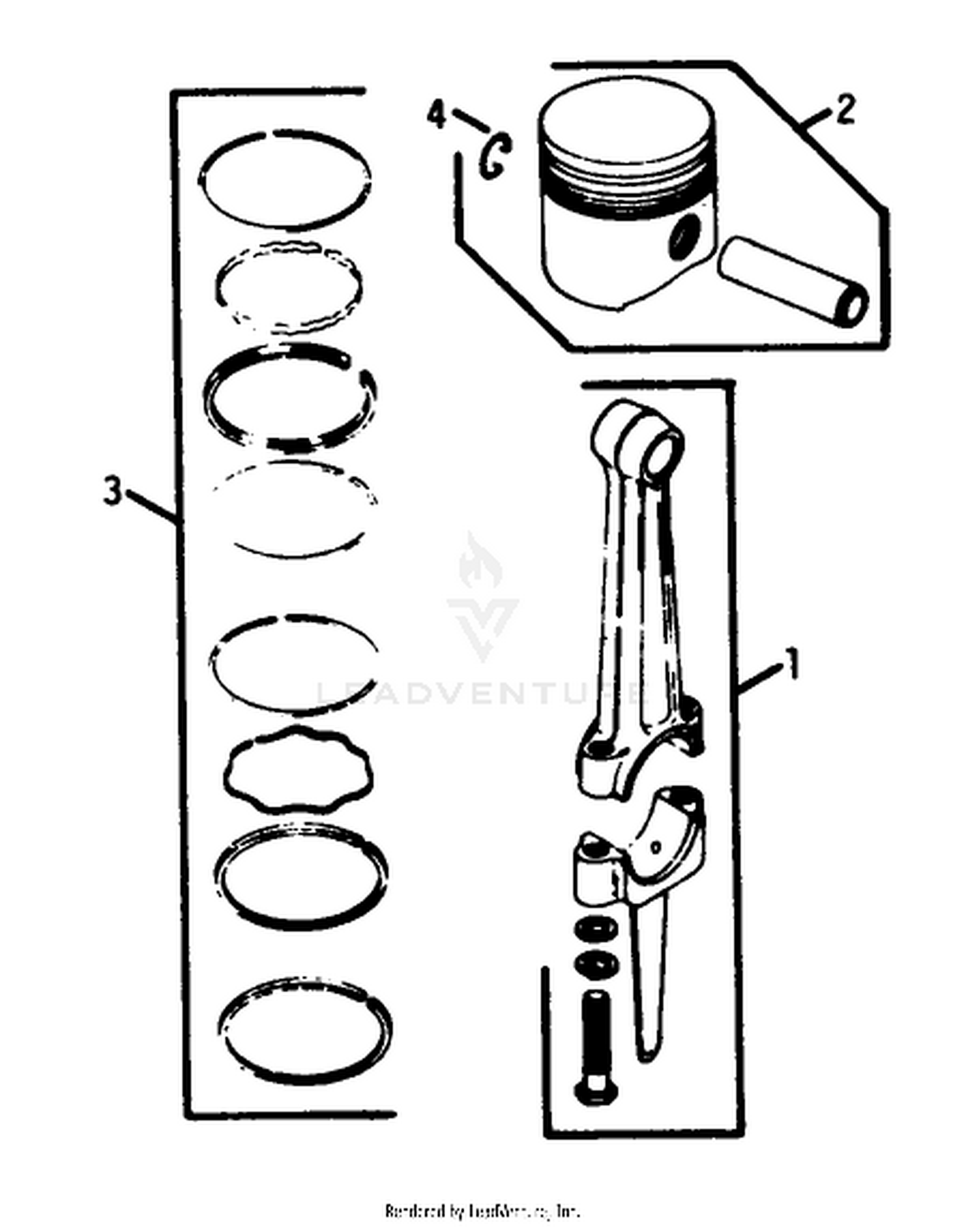 Piston  Rod Engine Kohler Model No. K321s Spec No. 60399