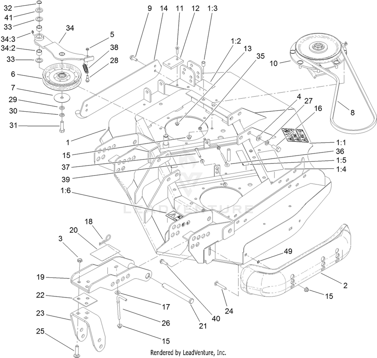 Left Deck Idler and Skid Assembly