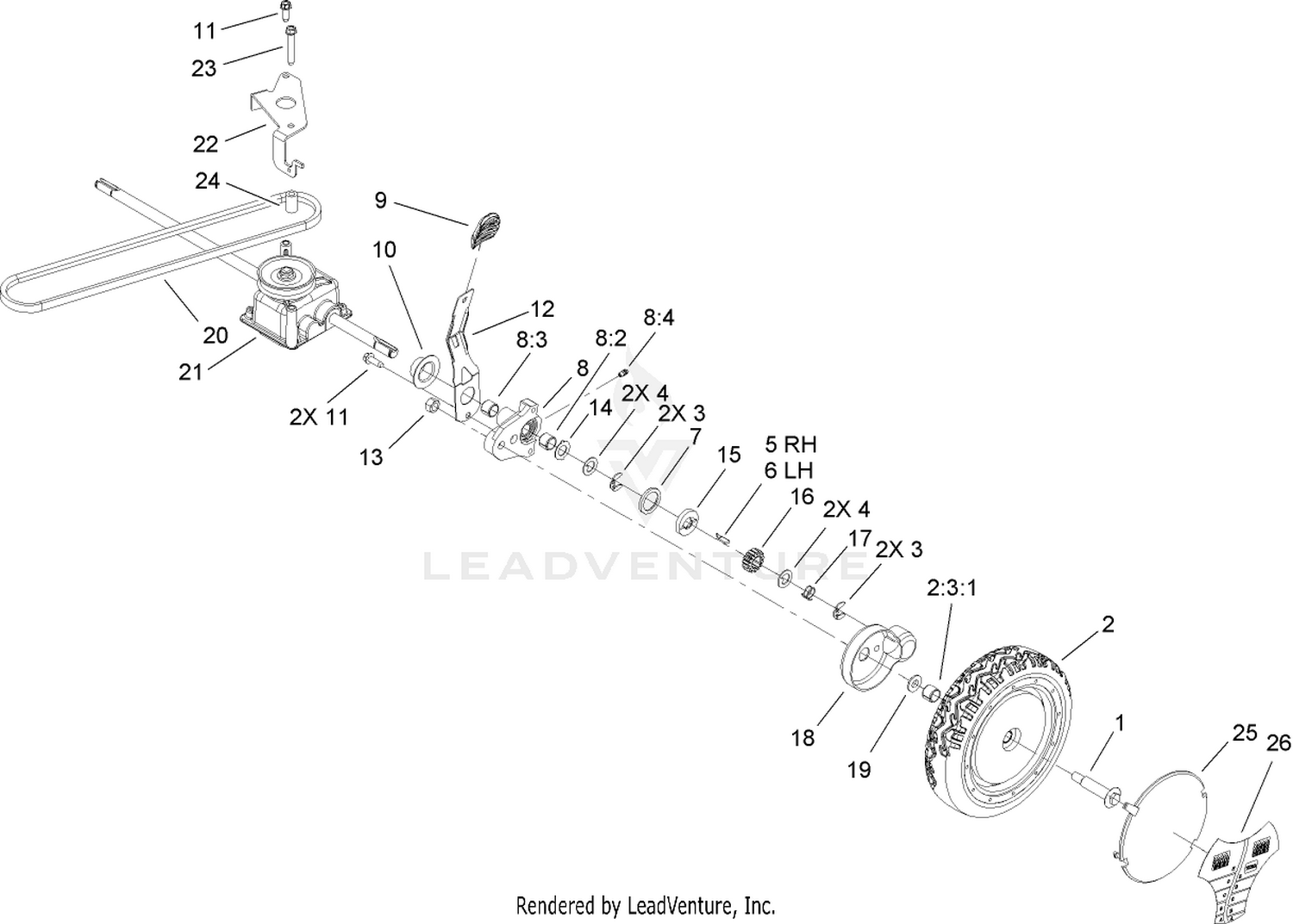 Rear Wheel and Gear Case Assembly
