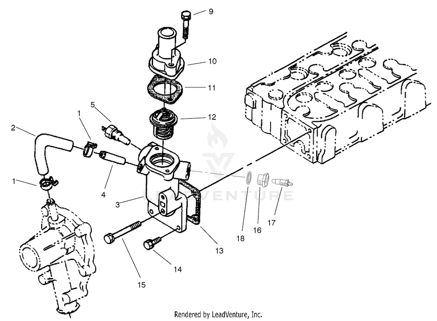 Water Flange And Thermostat Assembly