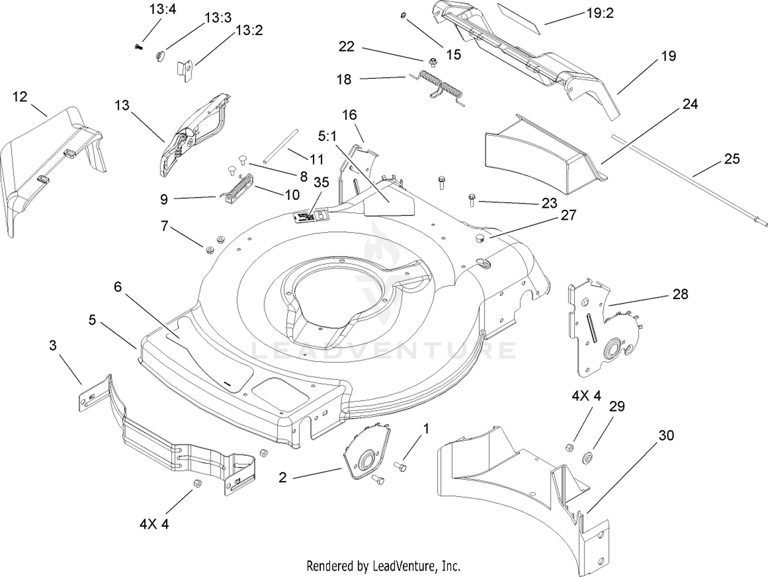 Deck, Side Chute and Rear Door Assembly
