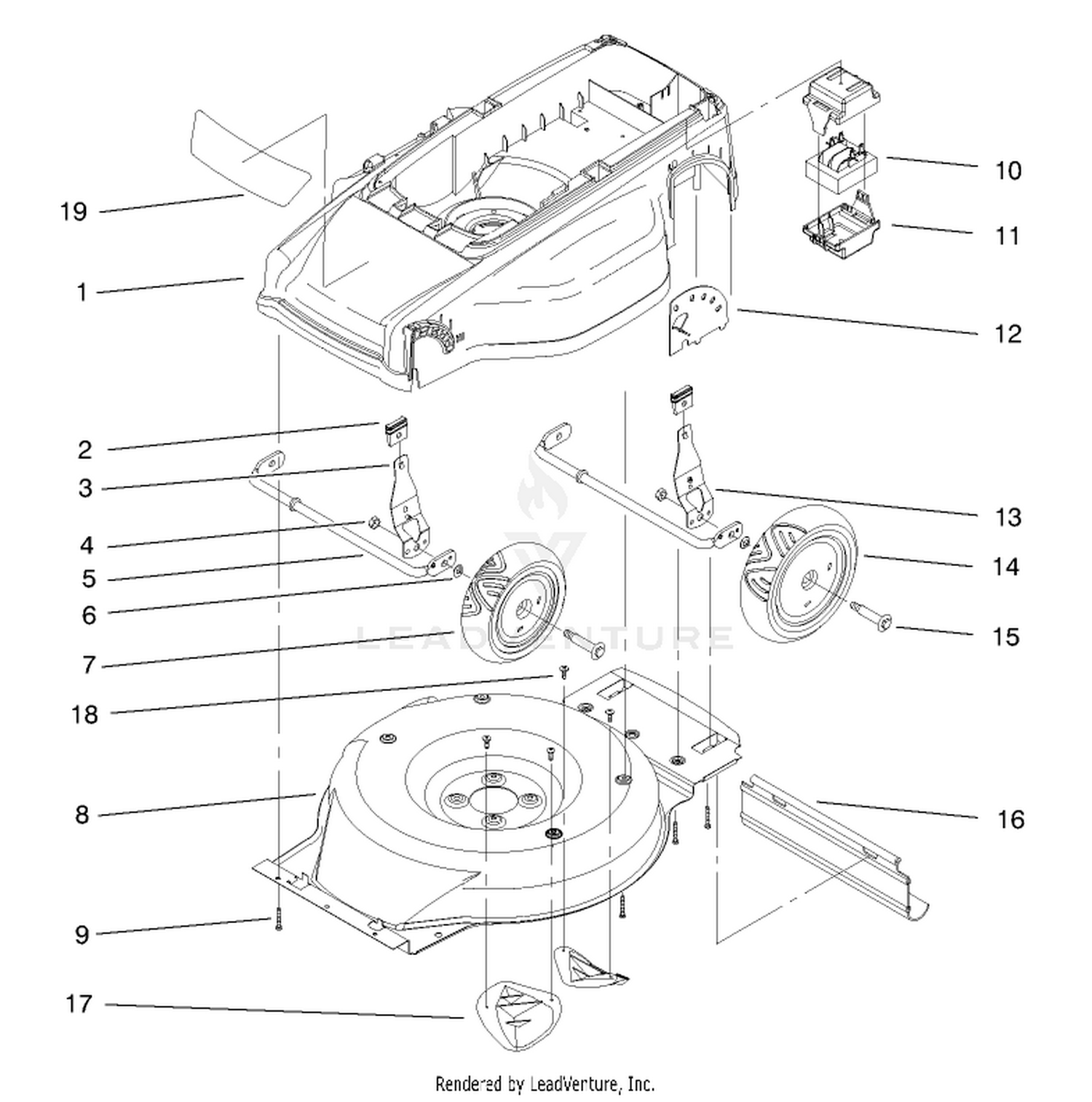 Deck, Liner And Wheel Assembly