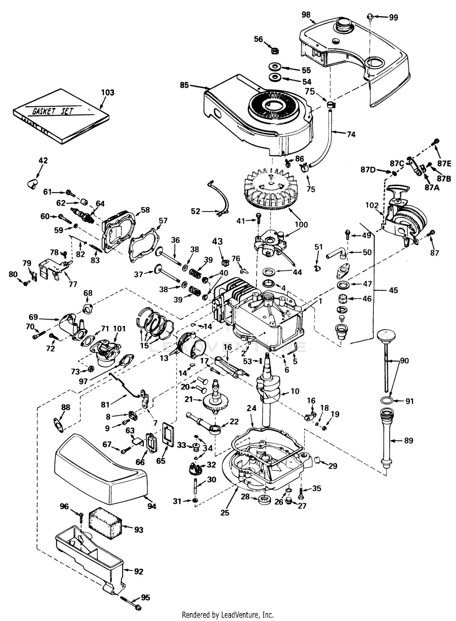 Engine Tecumseh Model No. Tnt 100-10049a (model No. 20562)