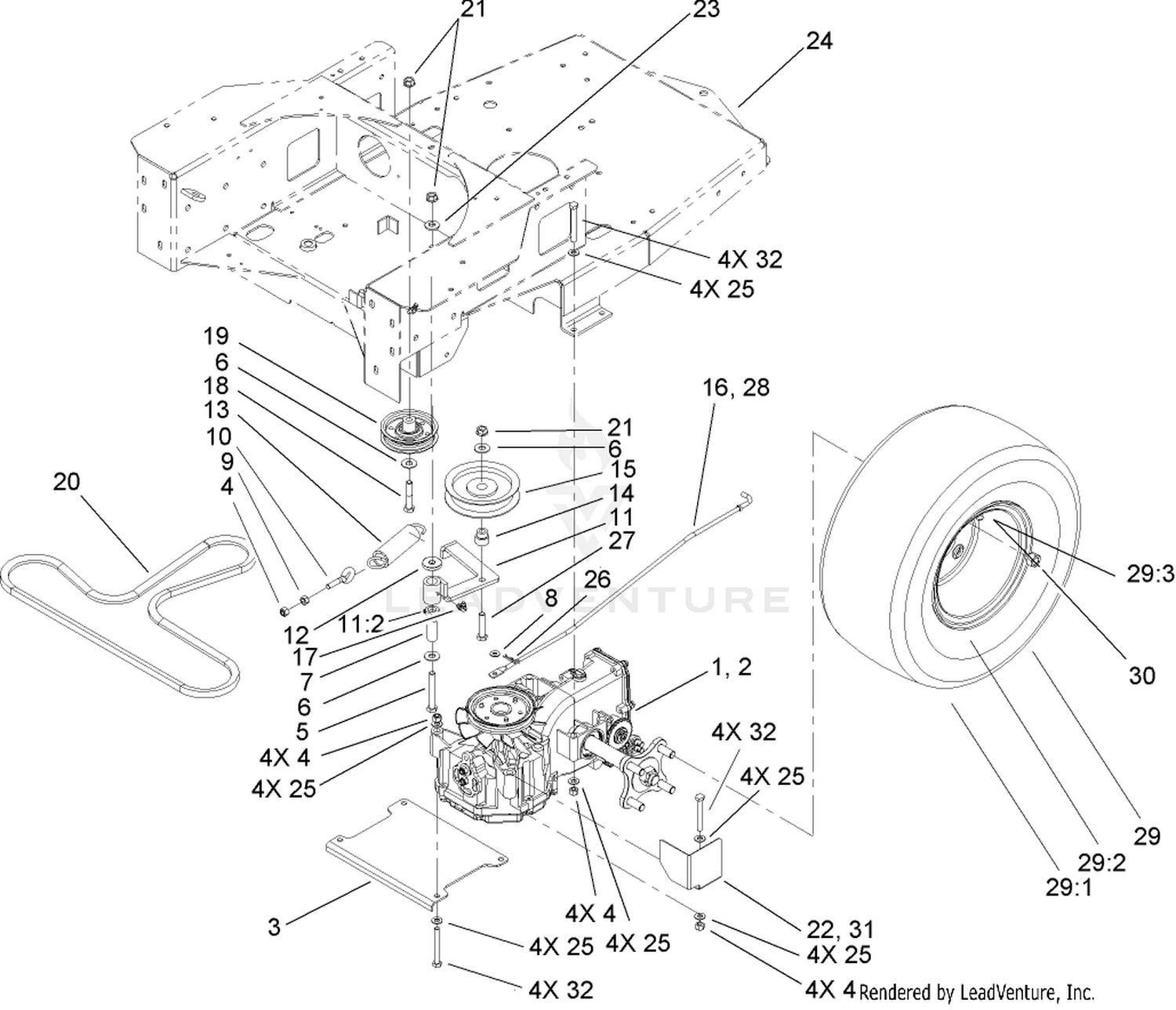 Hydro and Belt Drive Assembly