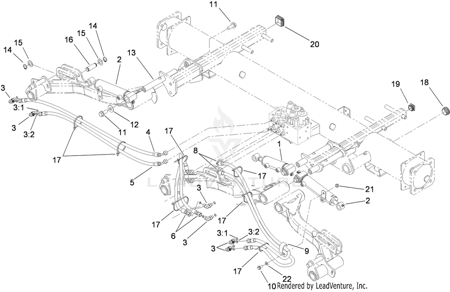 Front Lift Cylinder and Plumbing Assembly