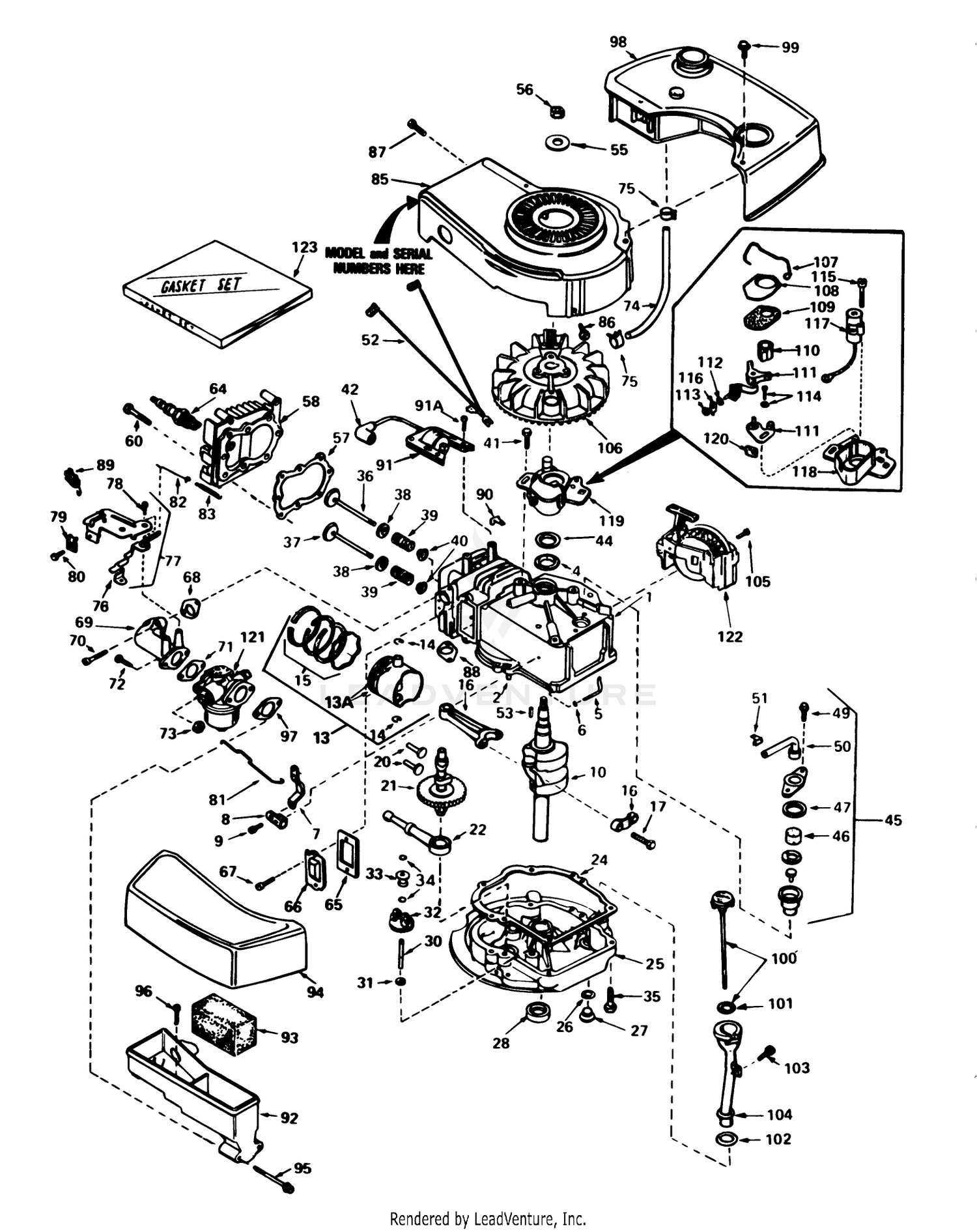 Engine Tecumseh Model No. Tnt 100-10077d