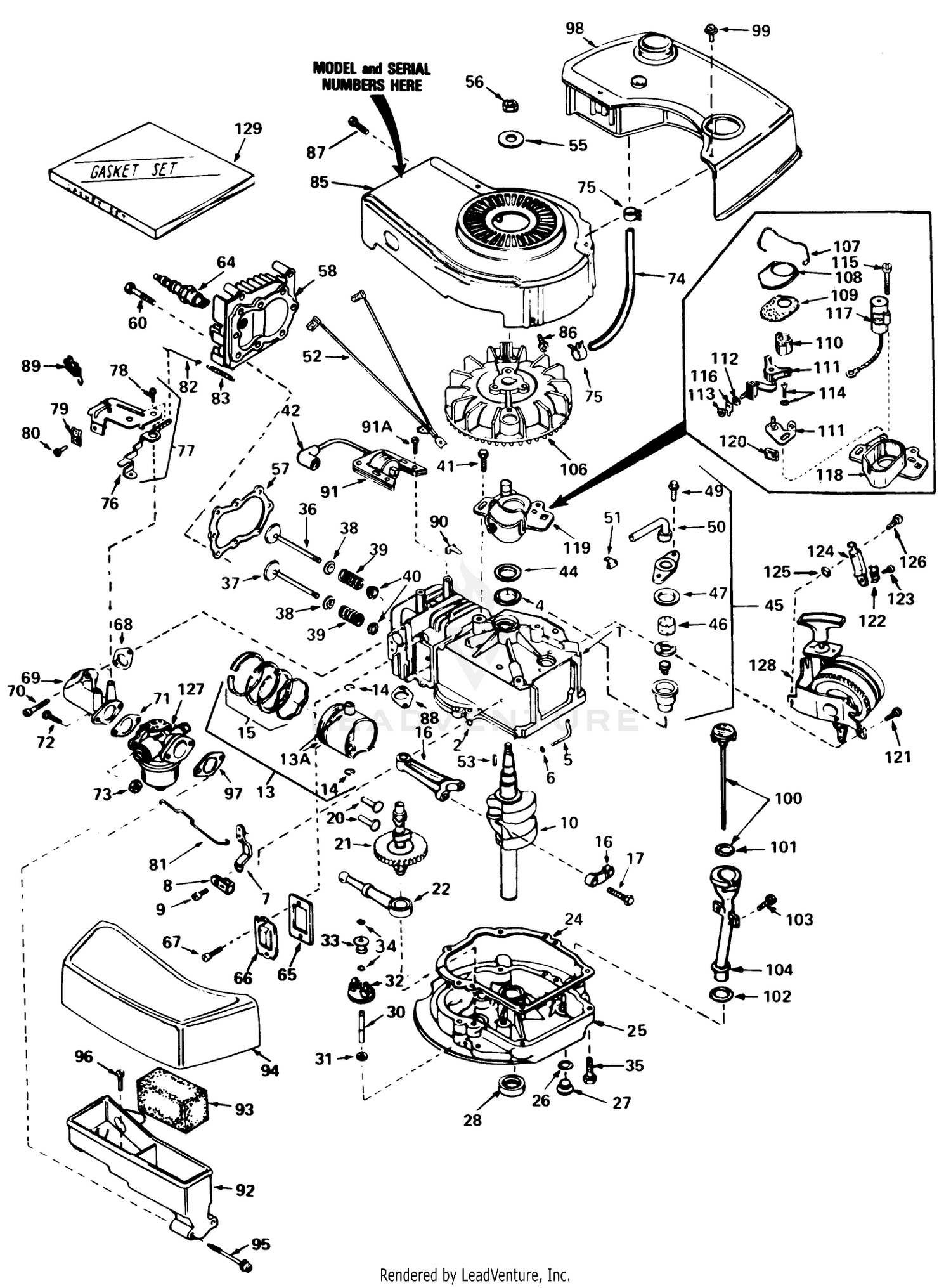 Engine Tecumseh Model No. Tnt-100-10063d